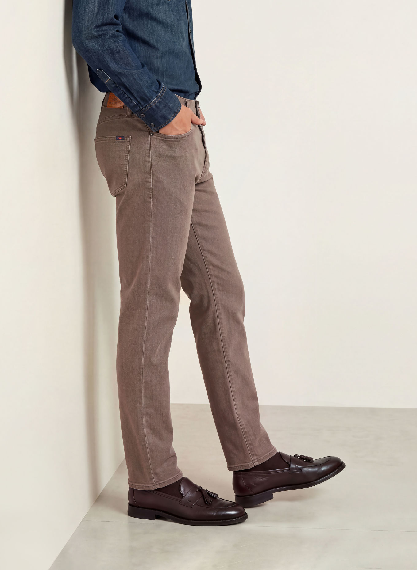 FAHERTY Hose TERRY Tailored Fit: DUNKELBRAUN
