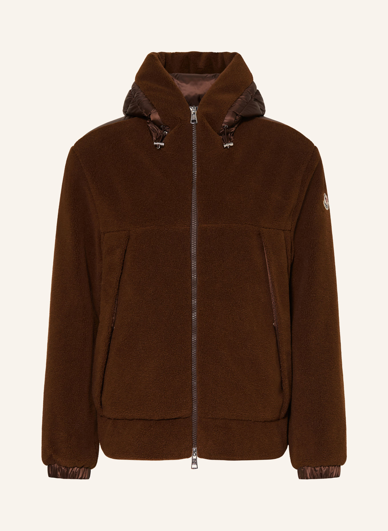 MONCLER HALMAHERA Jacket in a mix of materials: DARK BROWN
