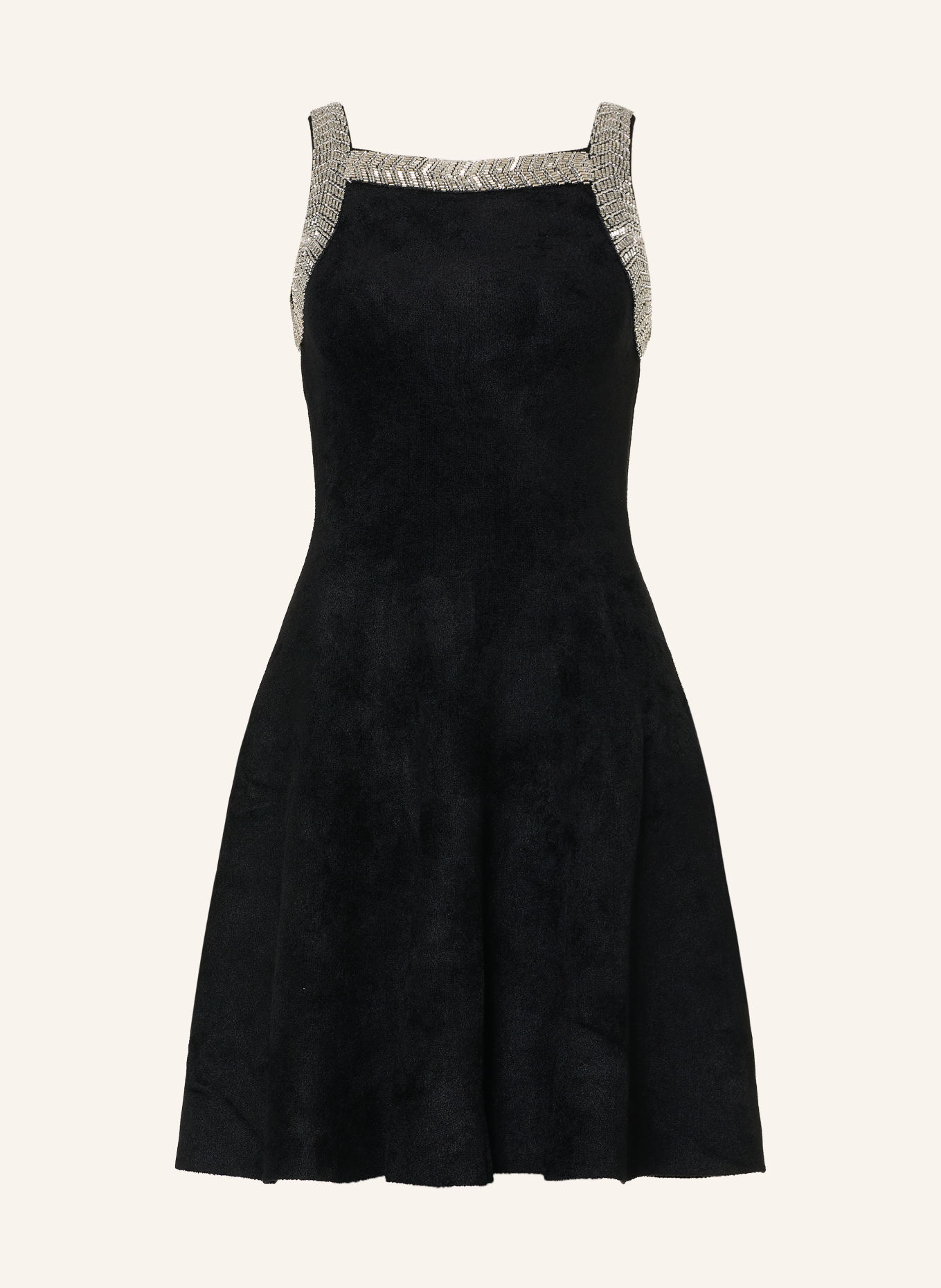 CLAUDIE PIERLOT Strickkleid mit Schmucksteinen: SCHWARZ