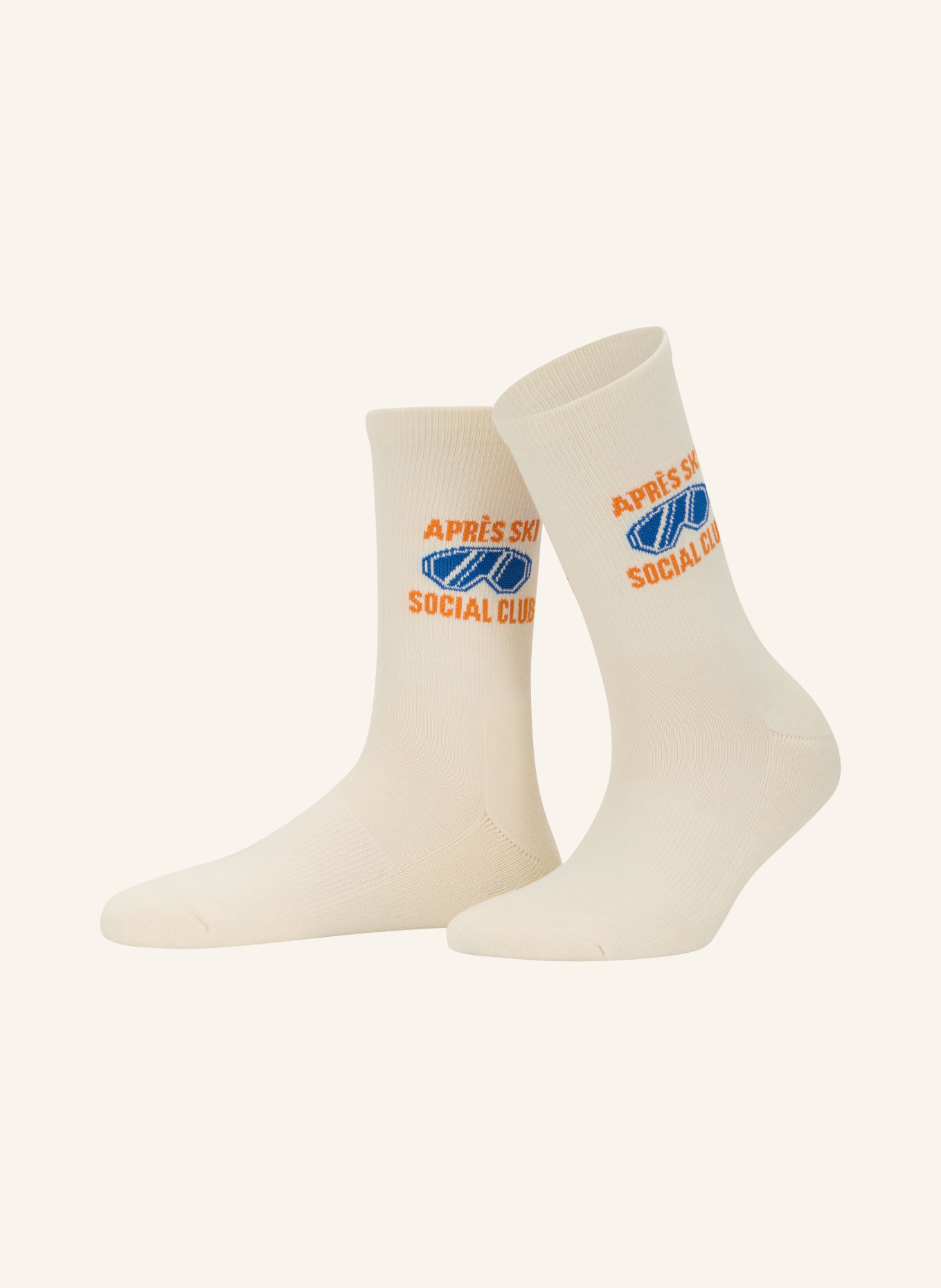 NBDC Socken APRÈS SKI SOCIAL CLUB: ECRU / ORANGE / NEONBLAU