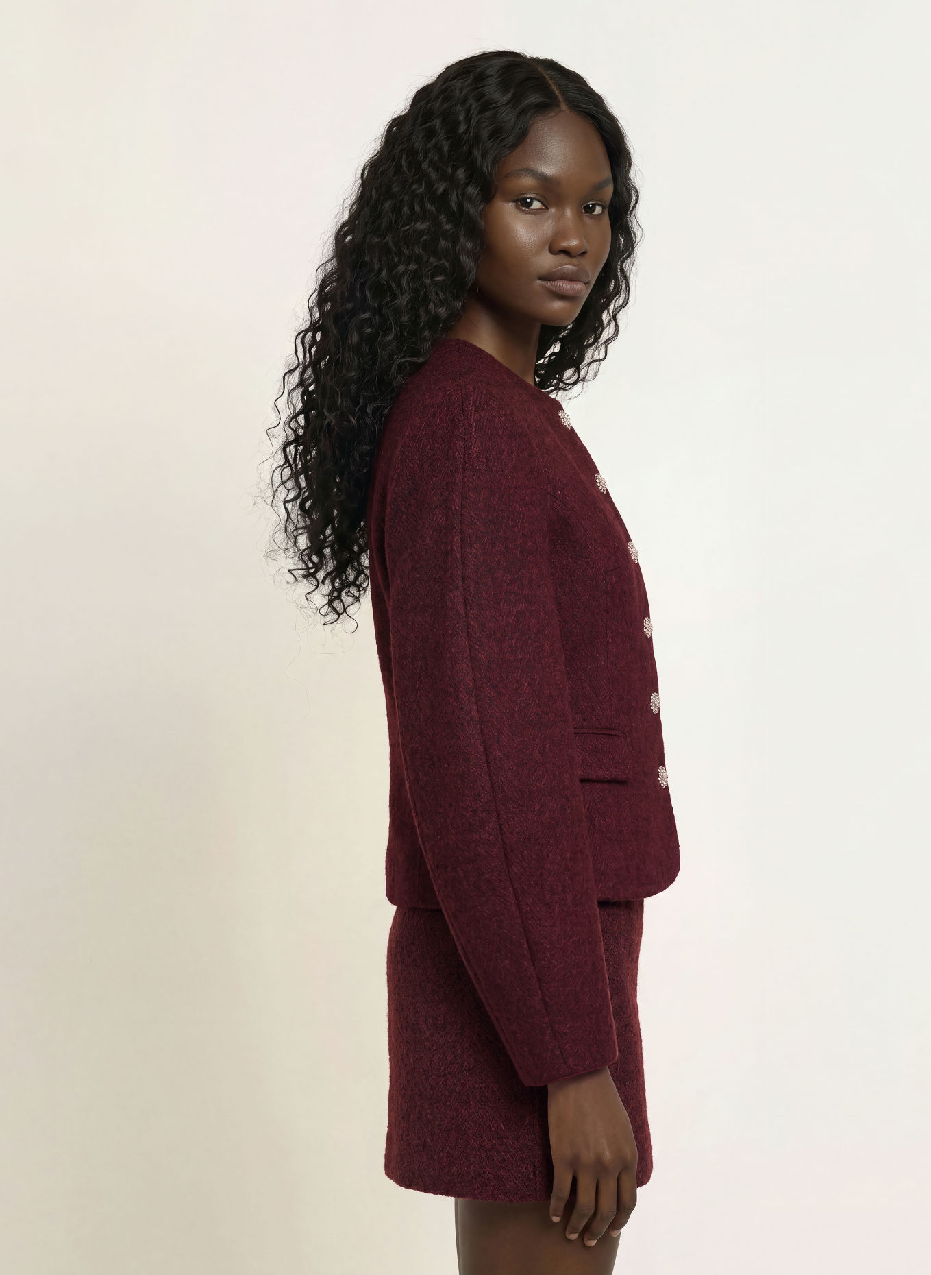 ROTATE Tweed-Jacke: DUNKELROT