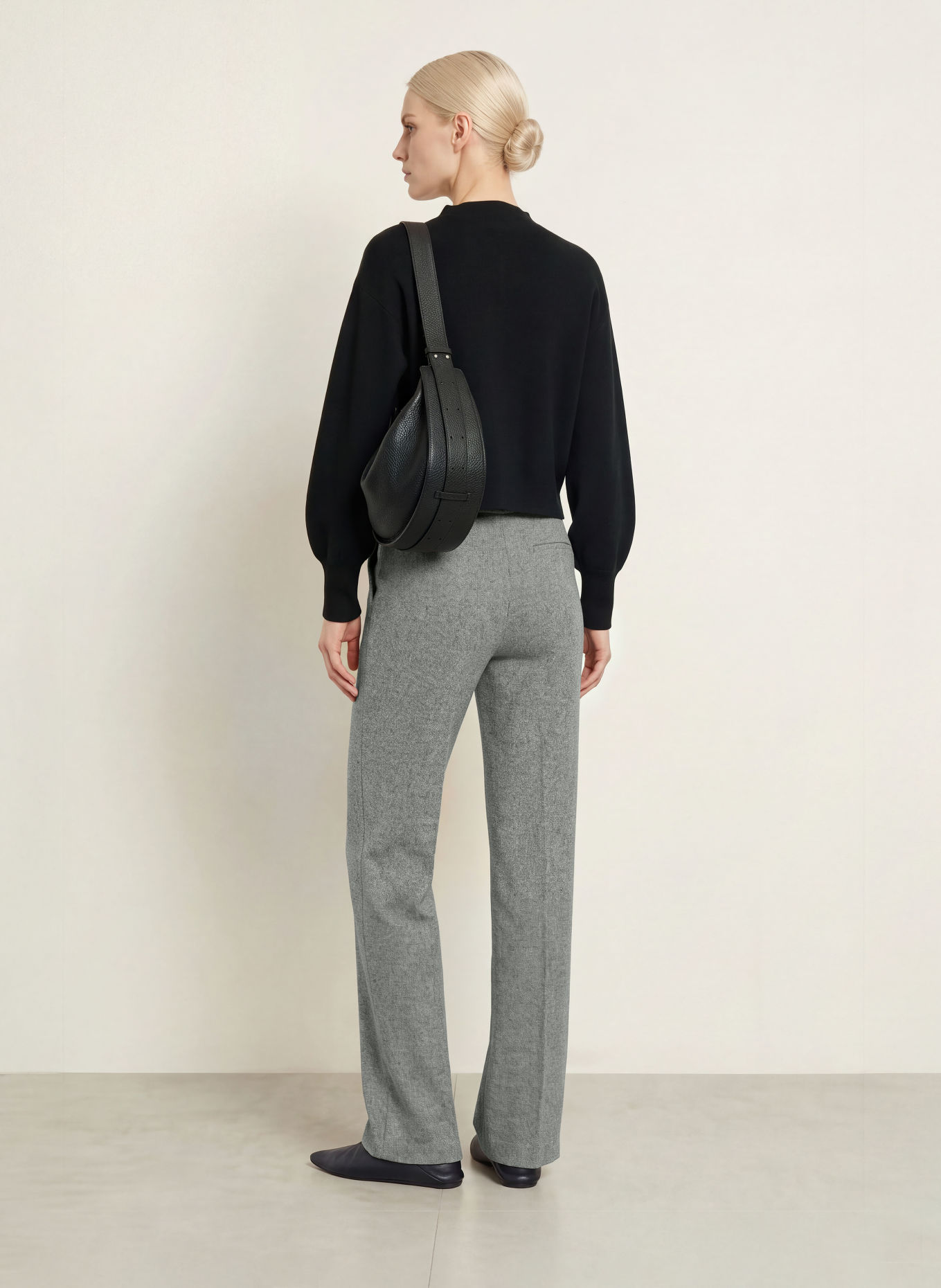 OPUS Pantalon palazzo MISHA HORIZON: GRIS / GRIS FONCÉ