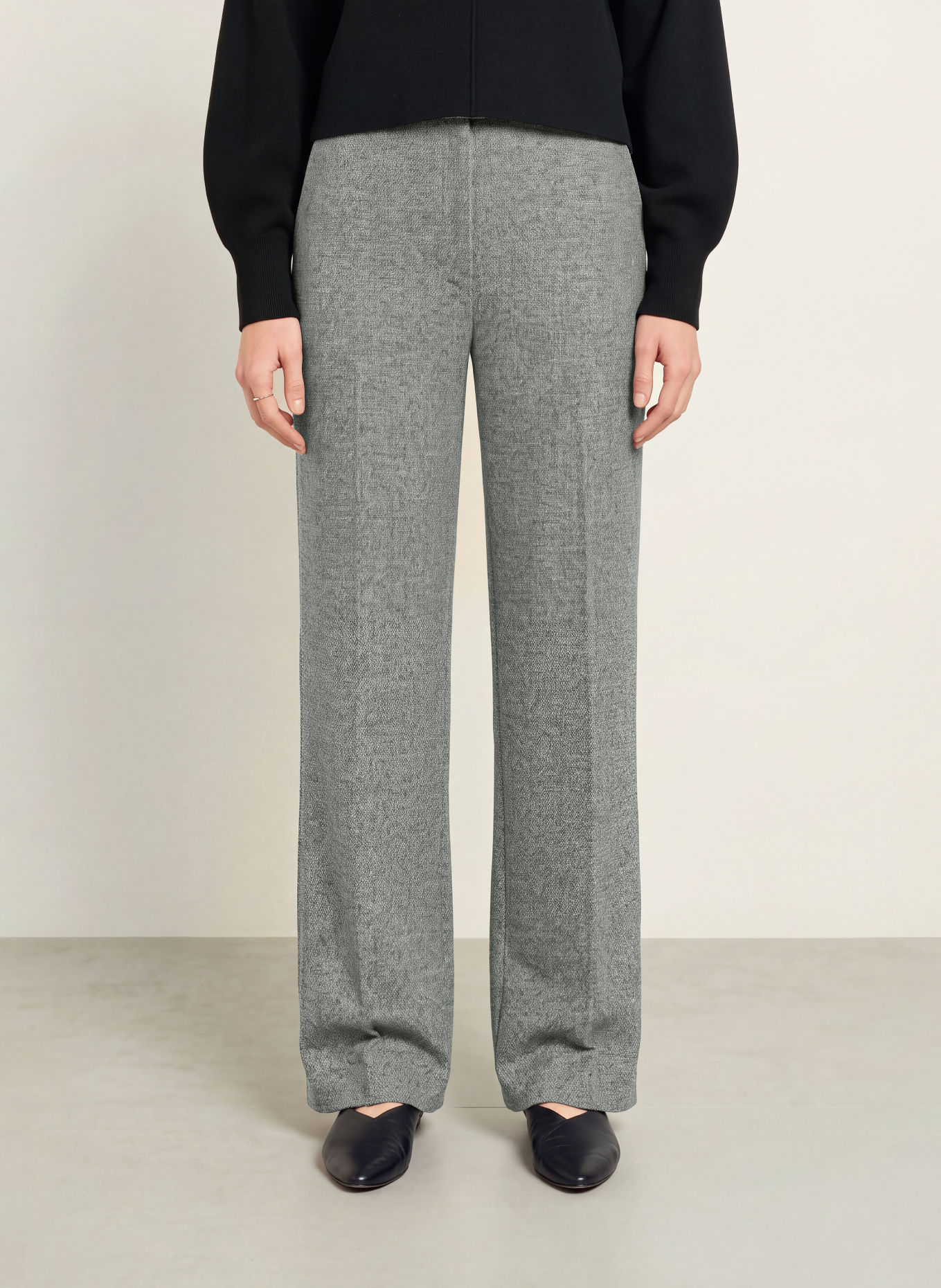 OPUS Pantalon palazzo MISHA HORIZON: GRIS / GRIS FONCÉ