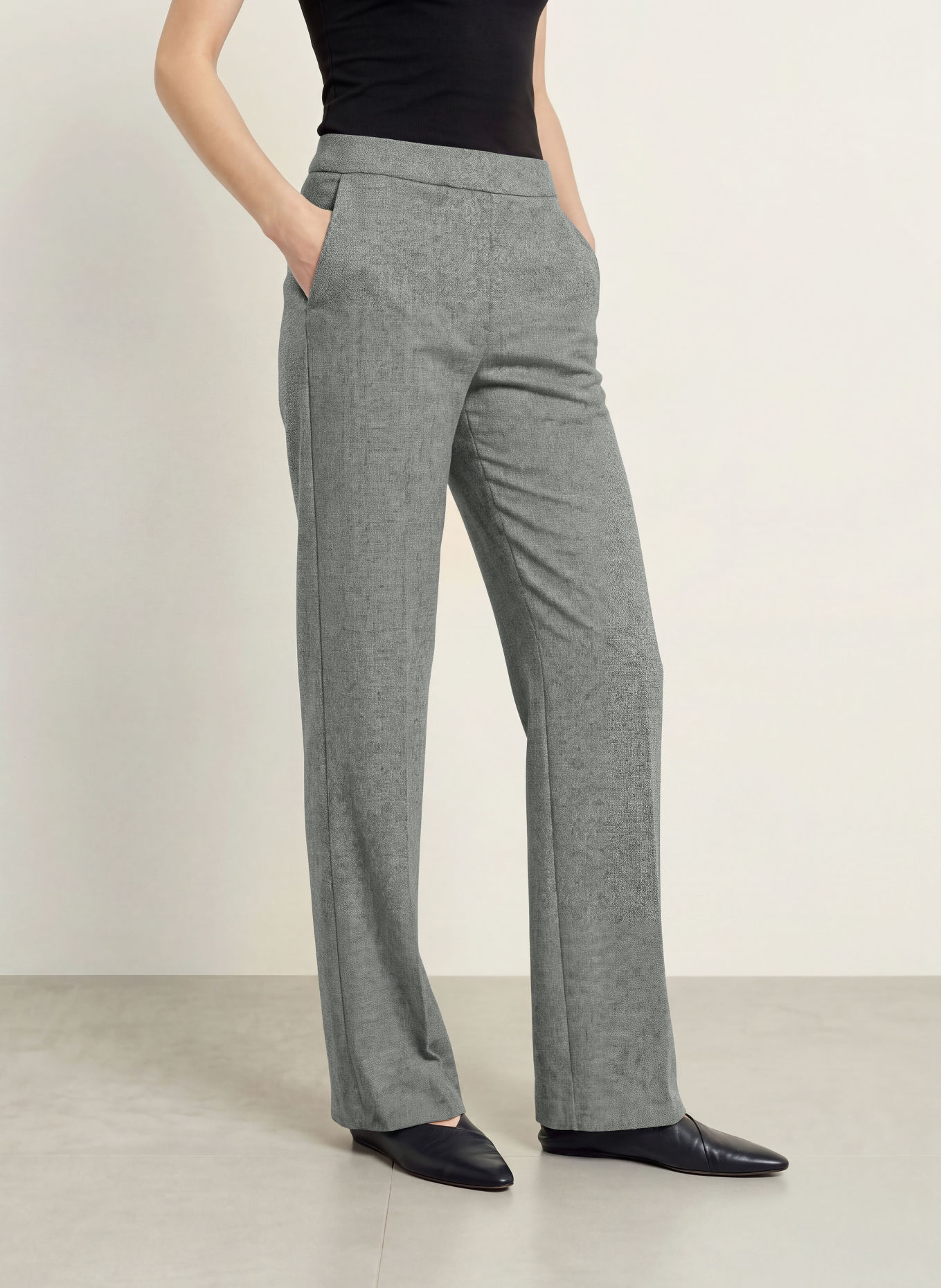OPUS Pantalon palazzo MISHA HORIZON: GRIS / GRIS FONCÉ