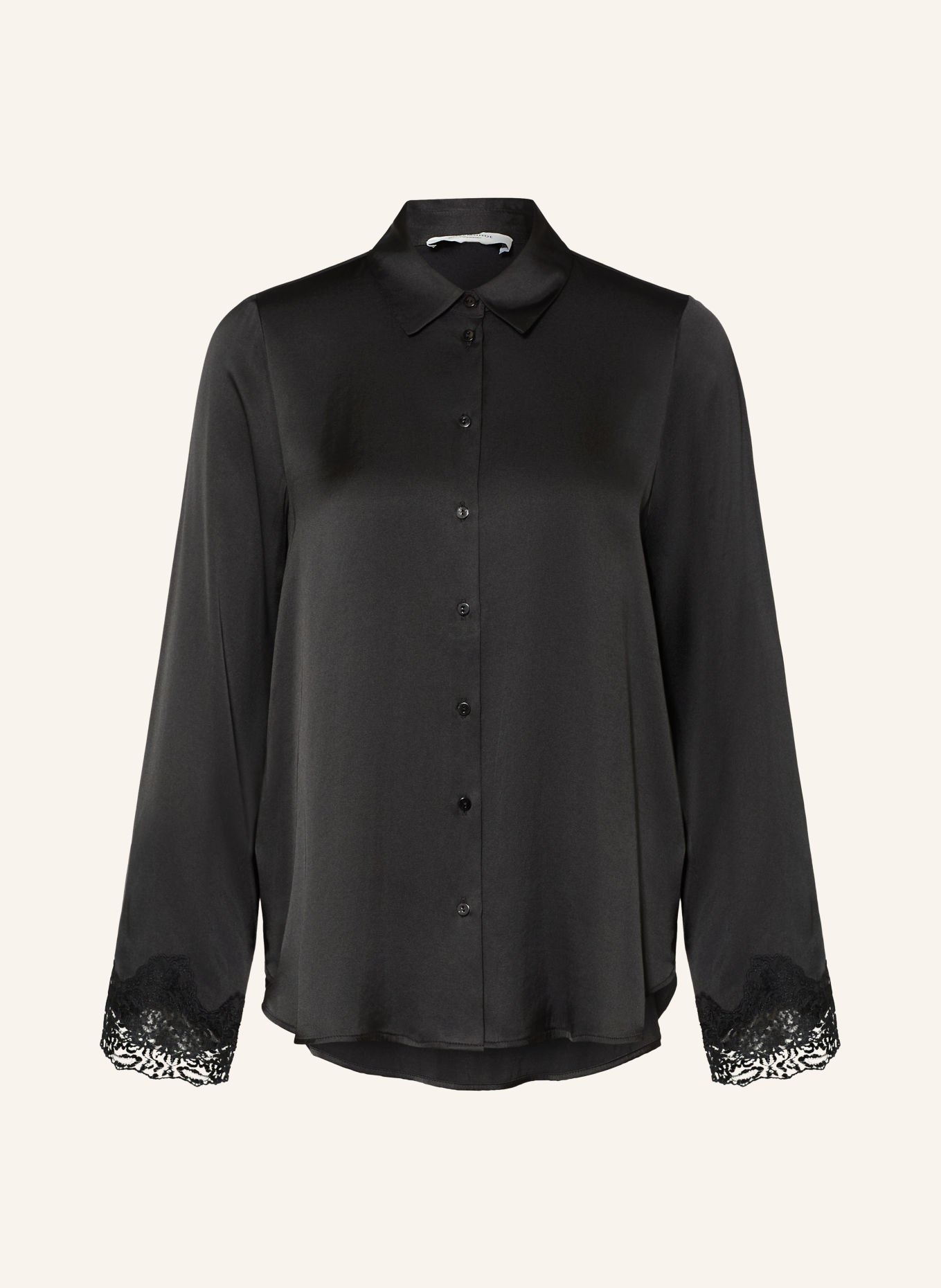 rosemunde Chemisier SABRINA en satin avec dentelle: NOIR