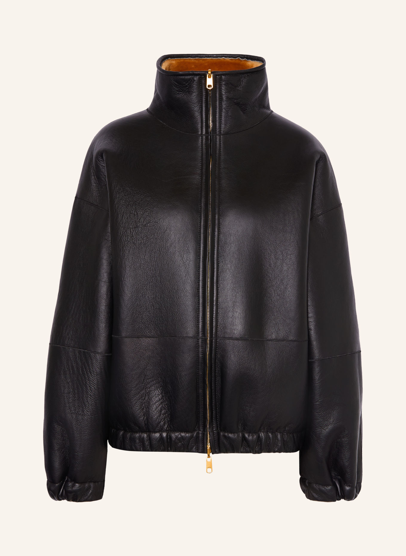 SANDRO Lederblouson zum Wenden: SCHWARZ / COGNAC