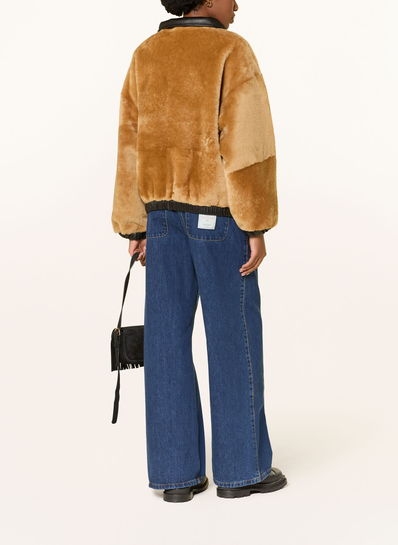 SANDRO Lederblouson zum Wenden: SCHWARZ / COGNAC
