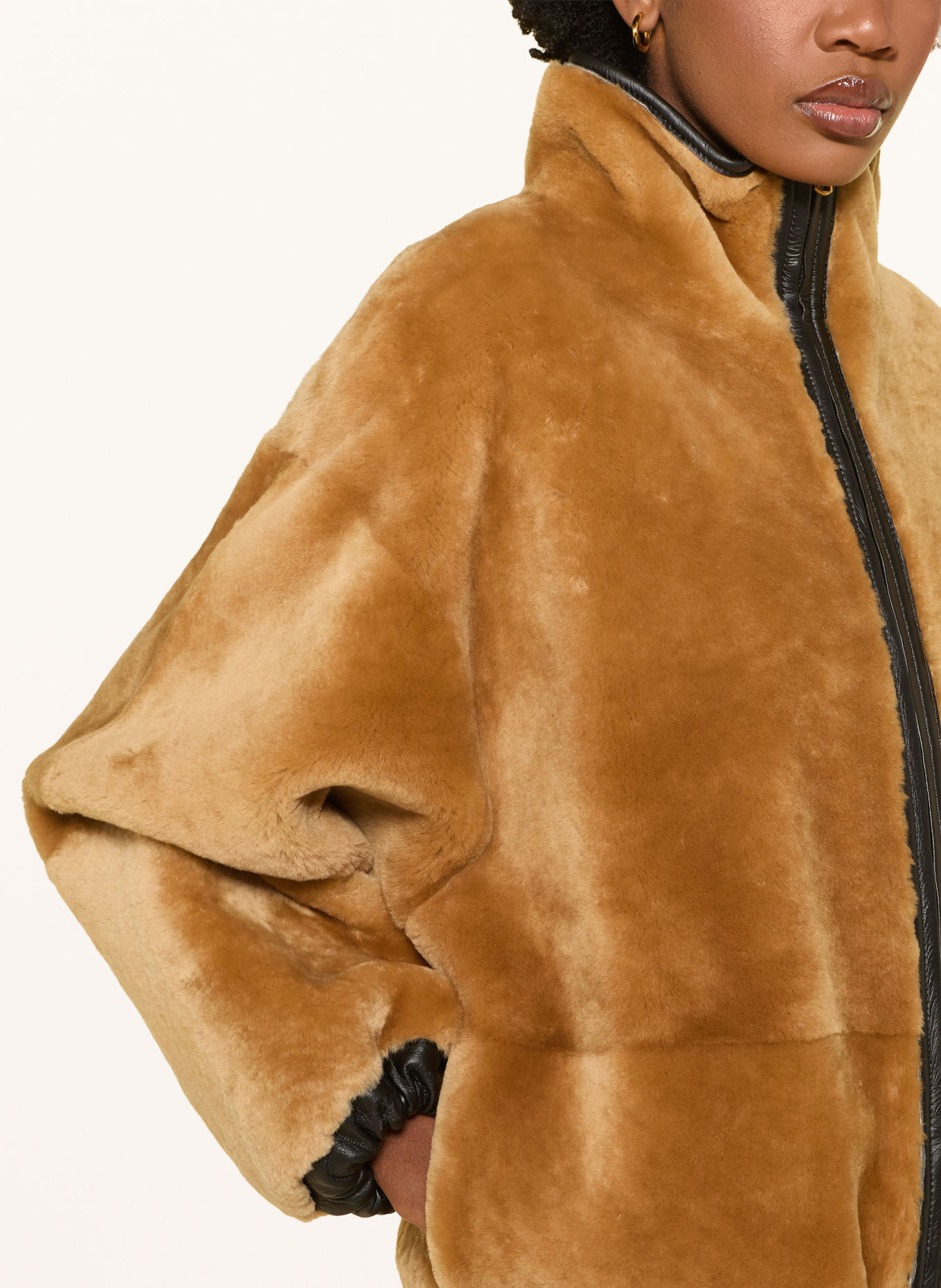 SANDRO Lederblouson zum Wenden: SCHWARZ / COGNAC