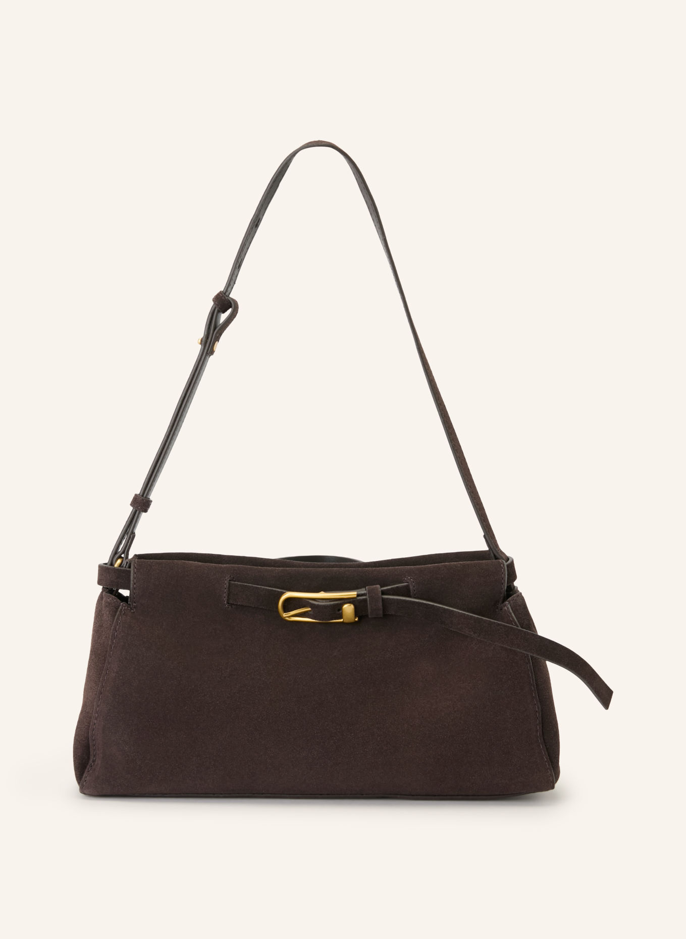 REISS Sac épaule ORIANA: MARRON FONCÉ / OR