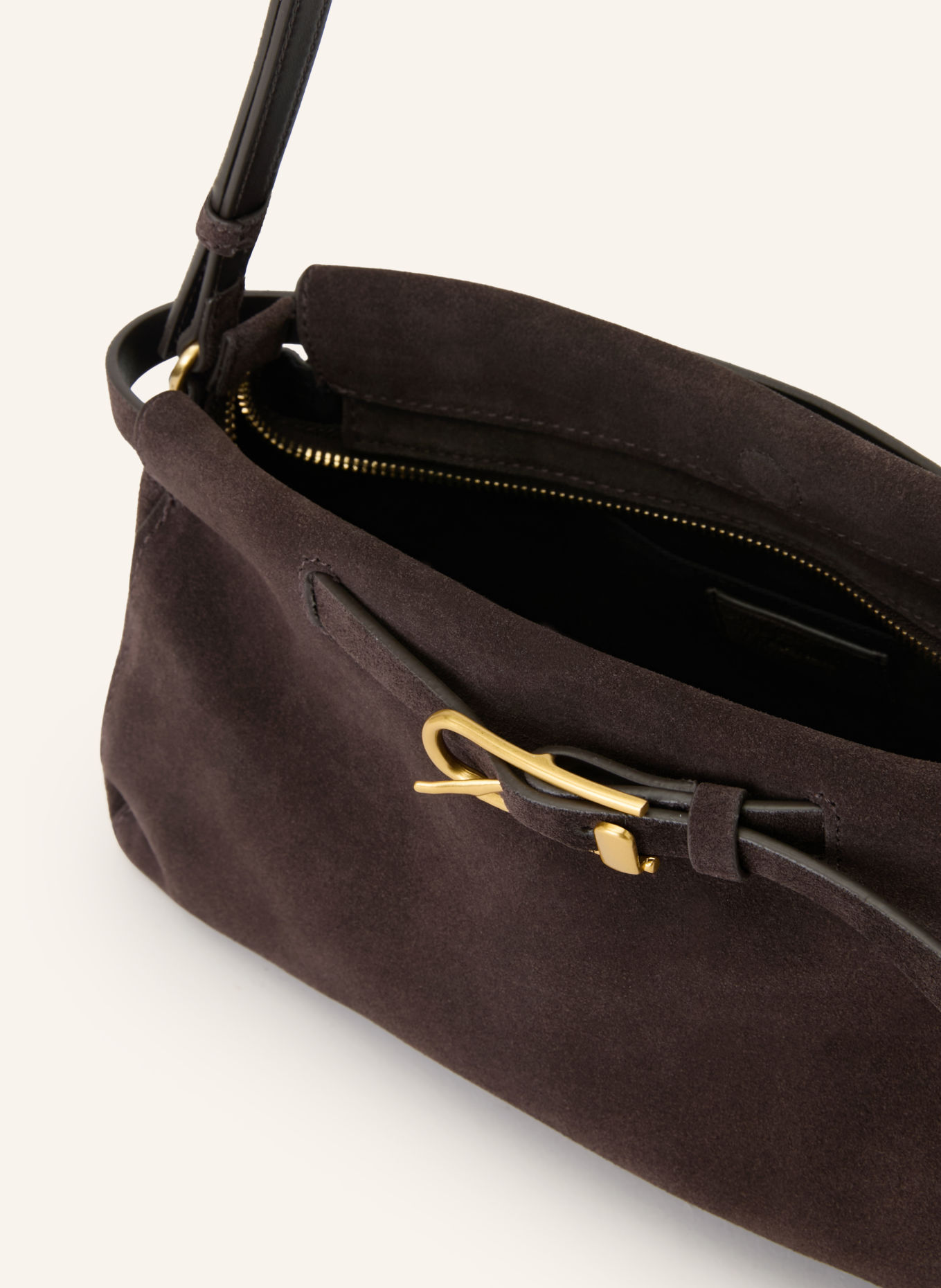 REISS Sac épaule ORIANA: MARRON FONCÉ / OR