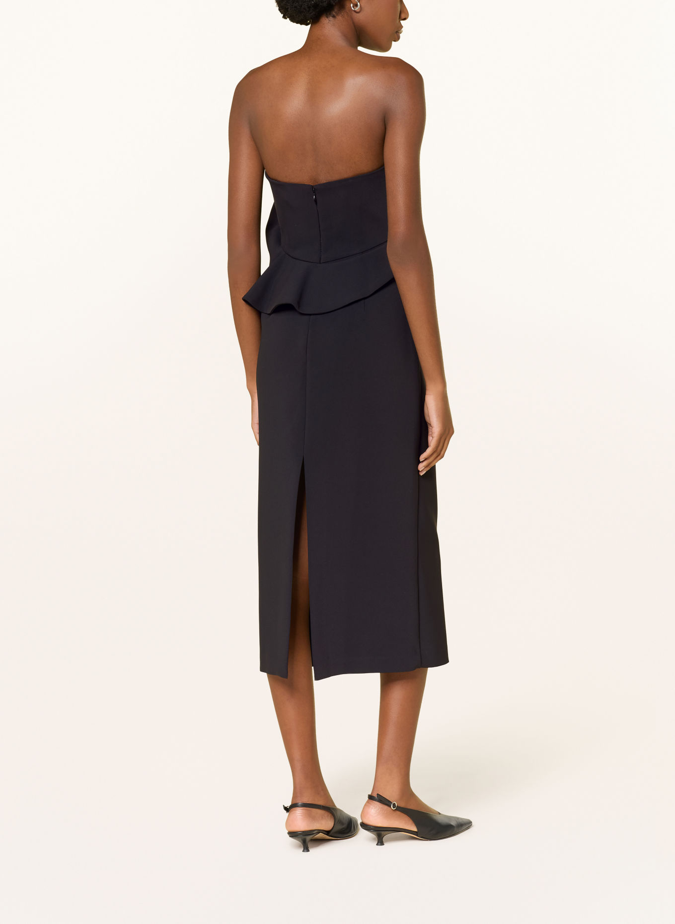 REISS Off-Shoulder-Kleid DASHA mit Volants: SCHWARZ