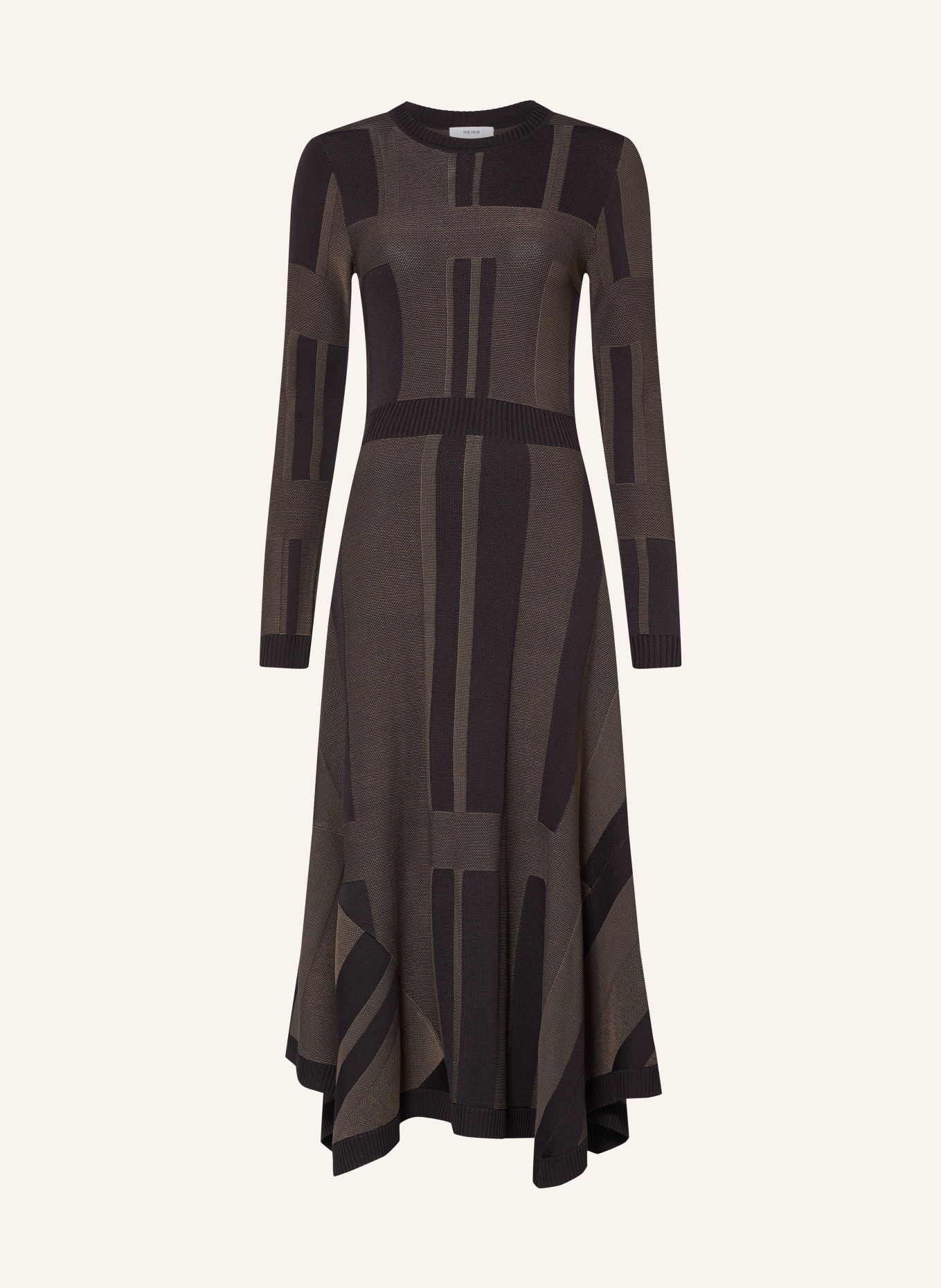 REISS Gebreide jurk FELICITY: TAUPE / ZWART