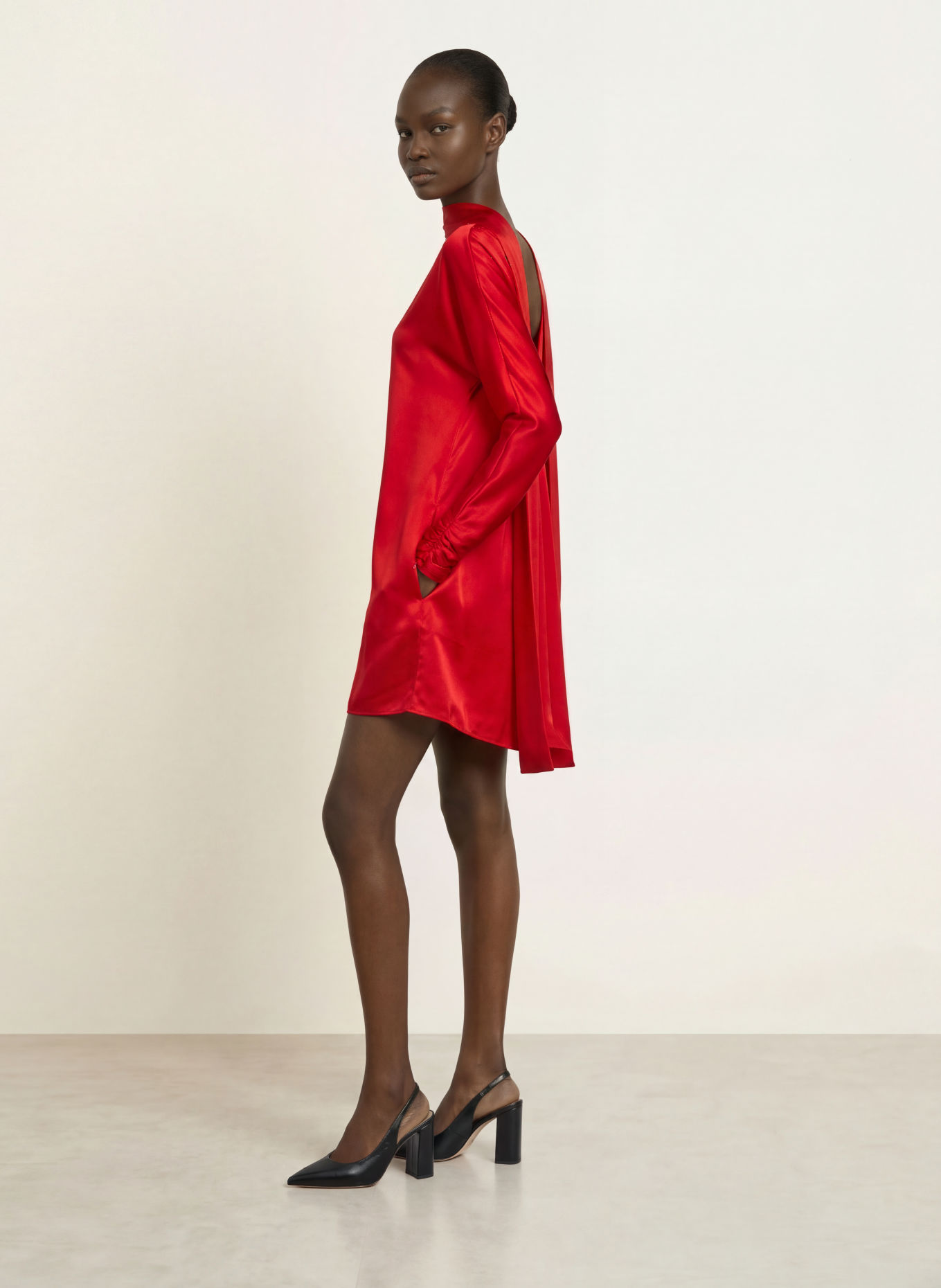 REISS Cocktailjurk OTTILIE van satijn: ROOD