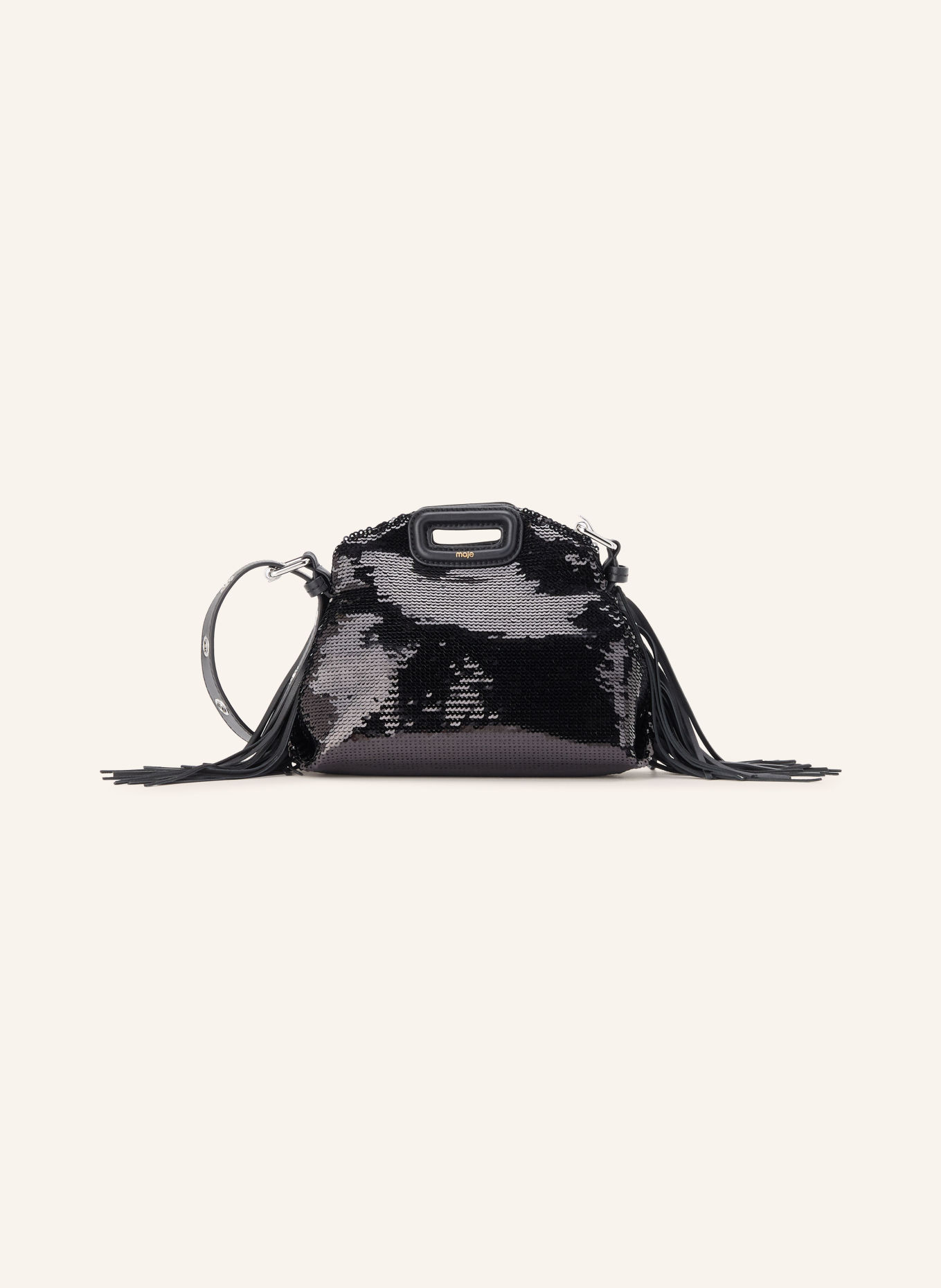 maje Handtasche mit Pailletten: SCHWARZ / SILBER