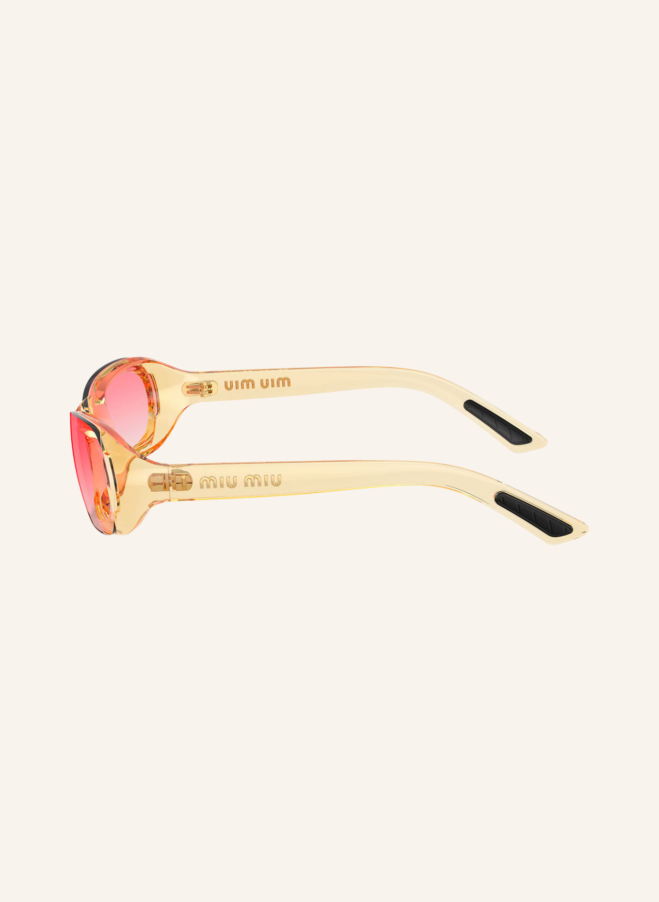 MIU MIU Zonnebril MU C07SU: GEEL/ROZE VERLOOP