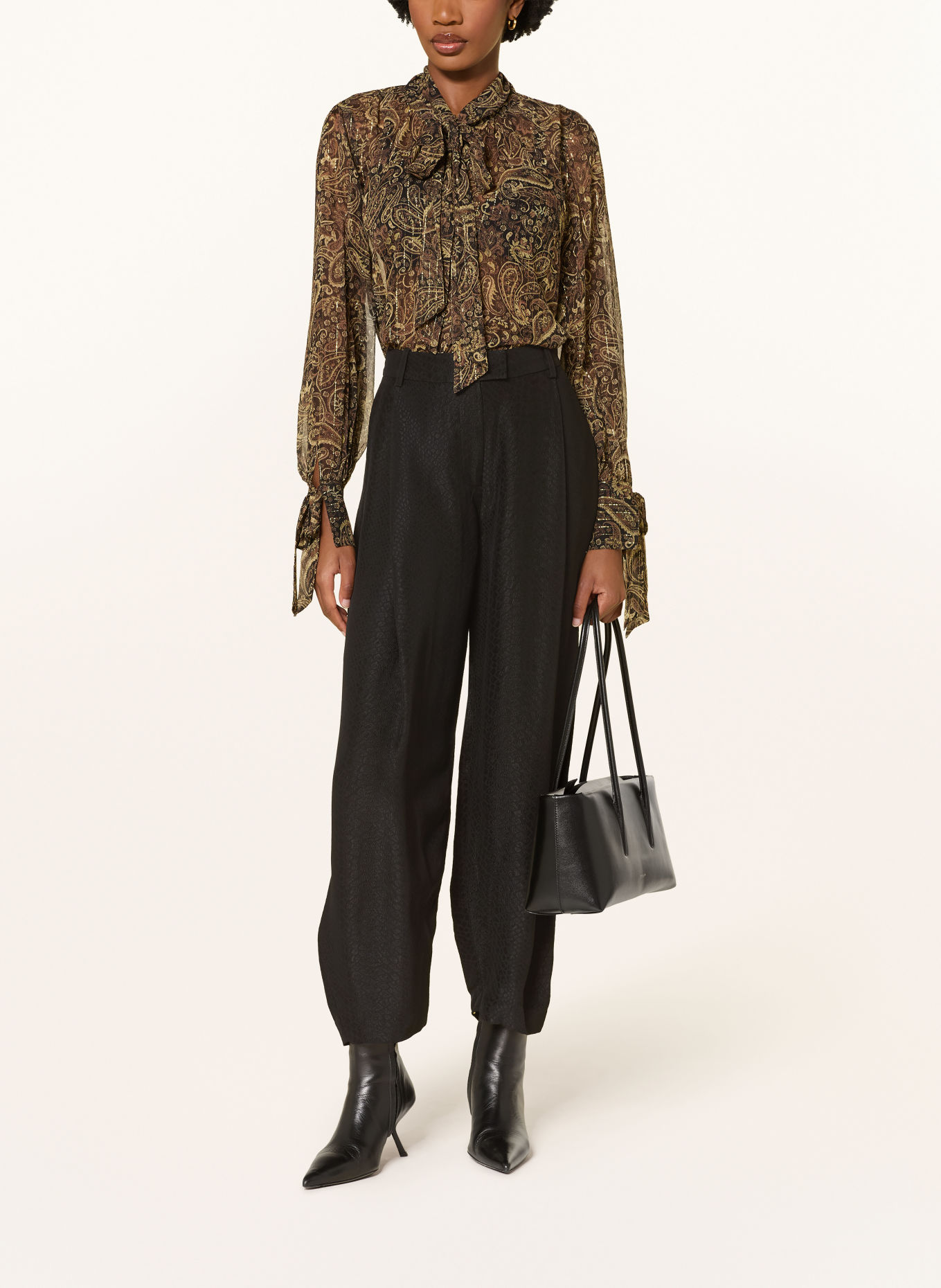 REISS 7/8 broek ARIES: ZWART