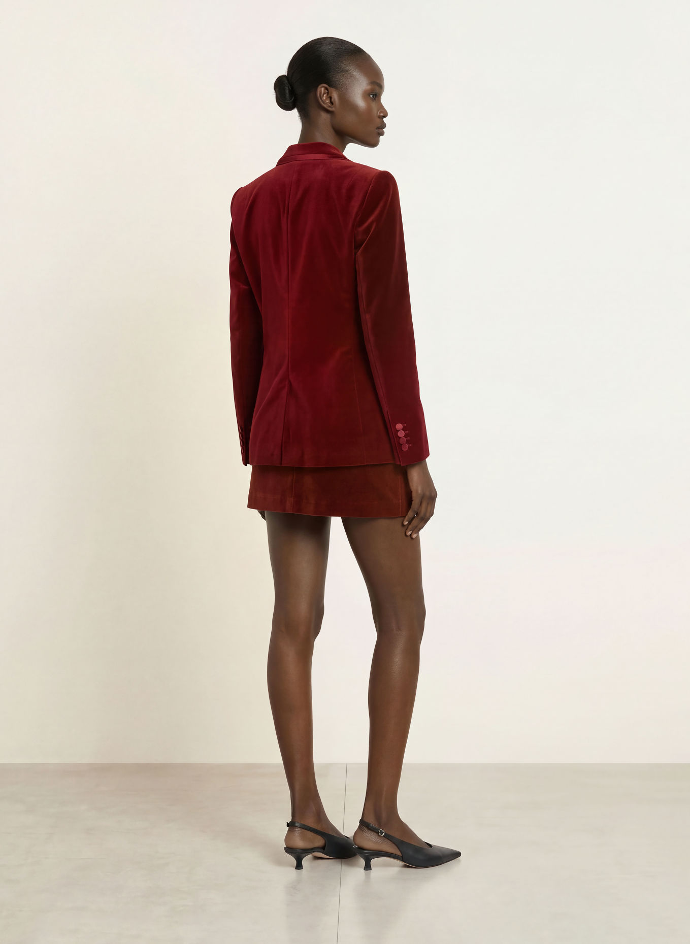 REISS Jupe en velours WREN: ROUGE FONCÉ
