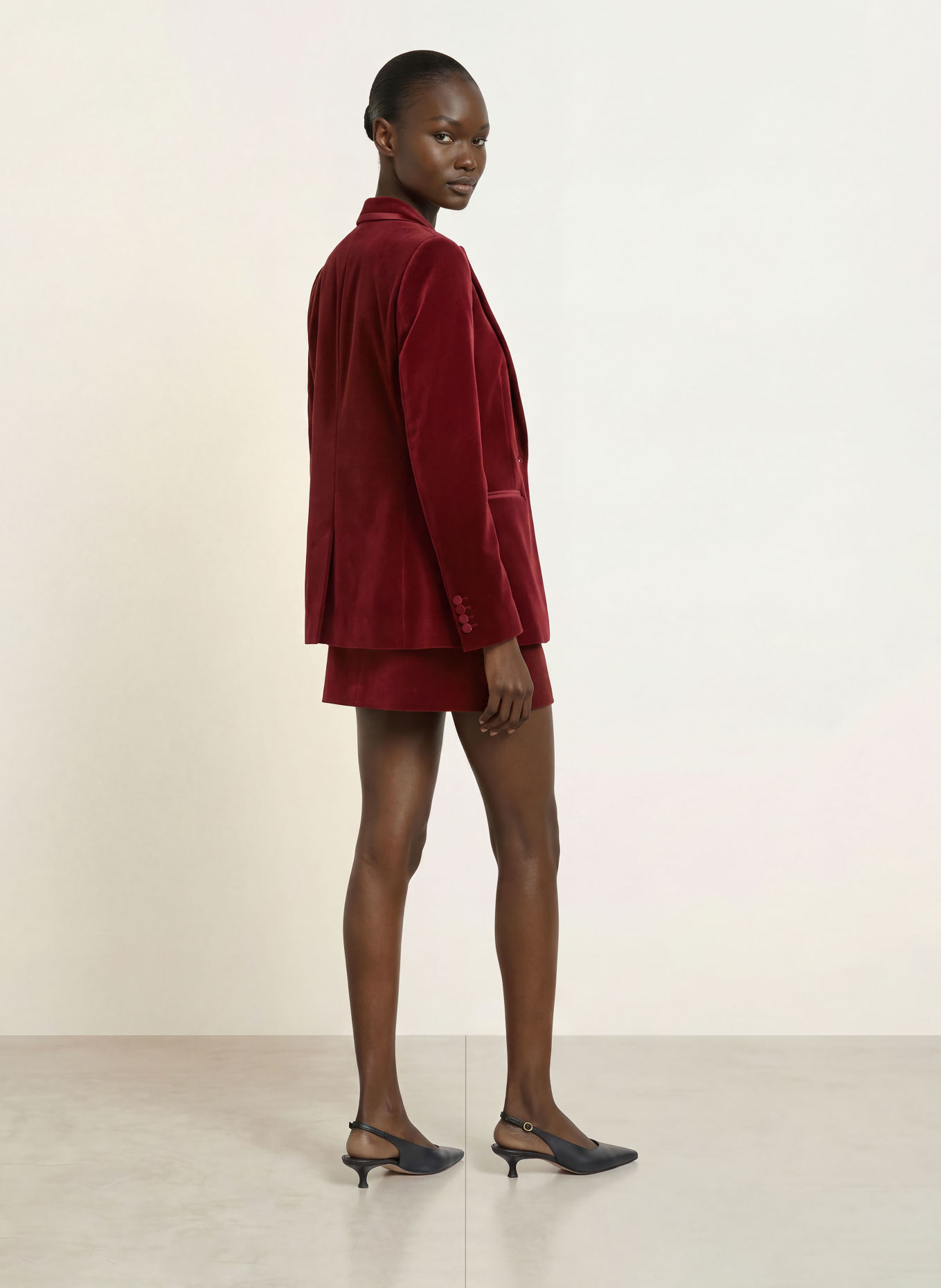 REISS Jupe en velours WREN: ROUGE FONCÉ