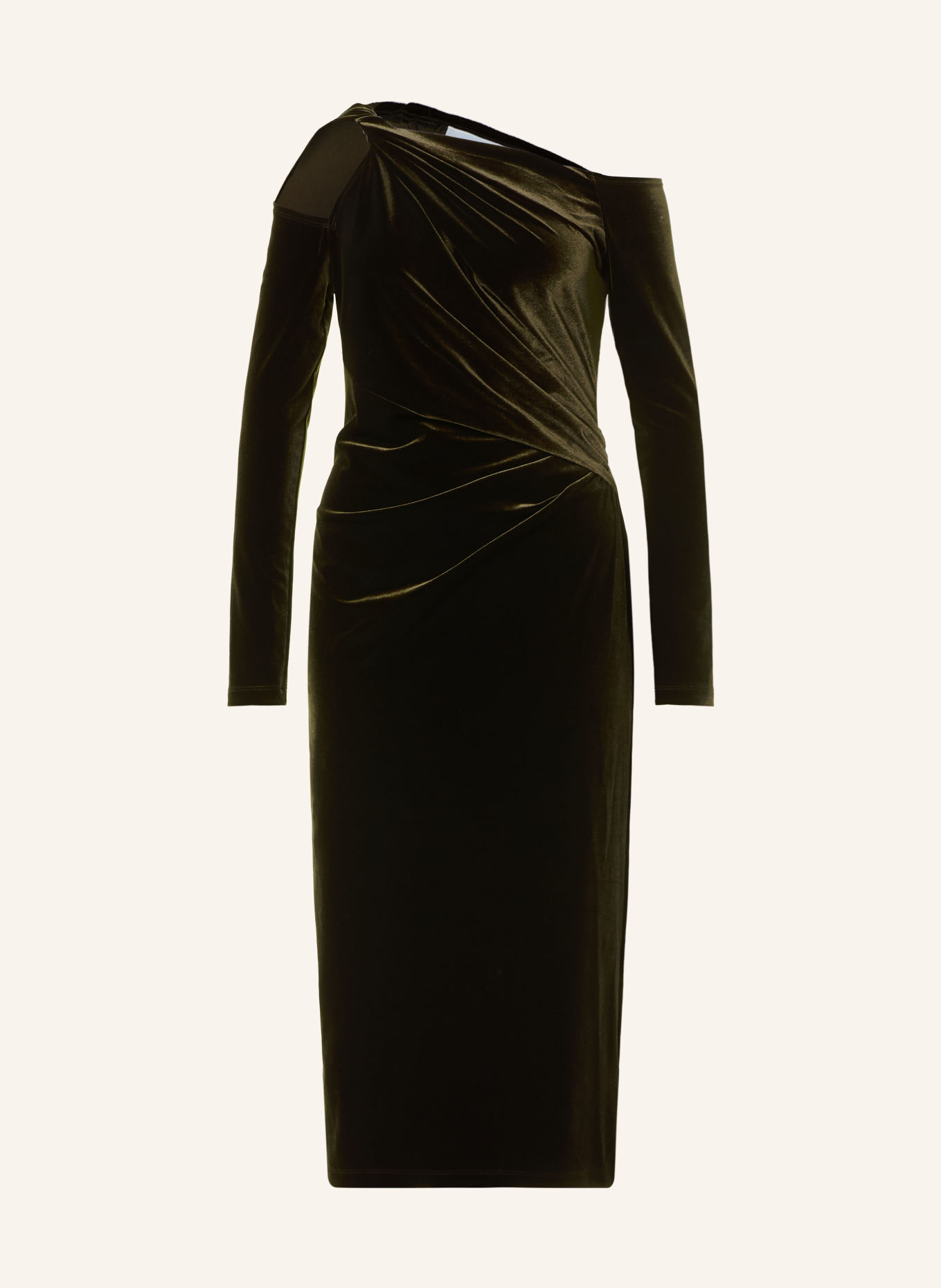 REISS Robe Cold Shoulder KODA en velours: GROEN