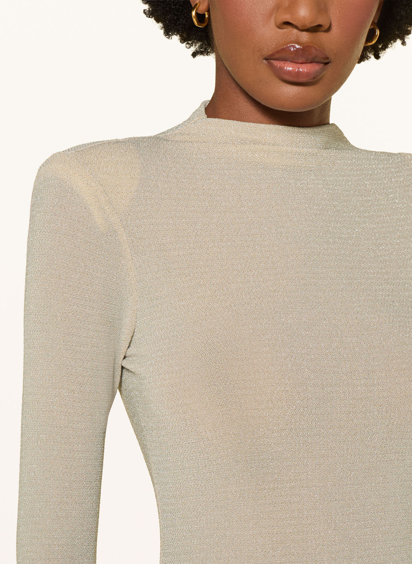 REISS SERENA Long-sleeve shirt with Glitter Yarn: GOLD