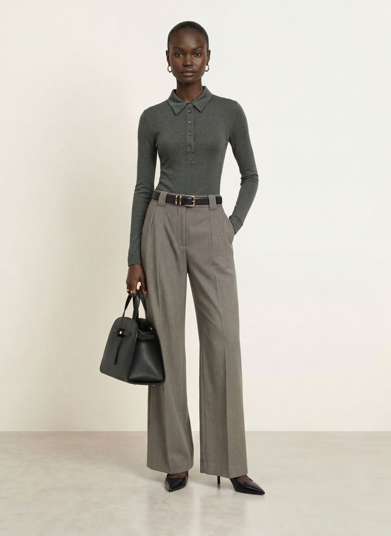 REISS Polo en jersey WENDY: GRIS FONCÉ