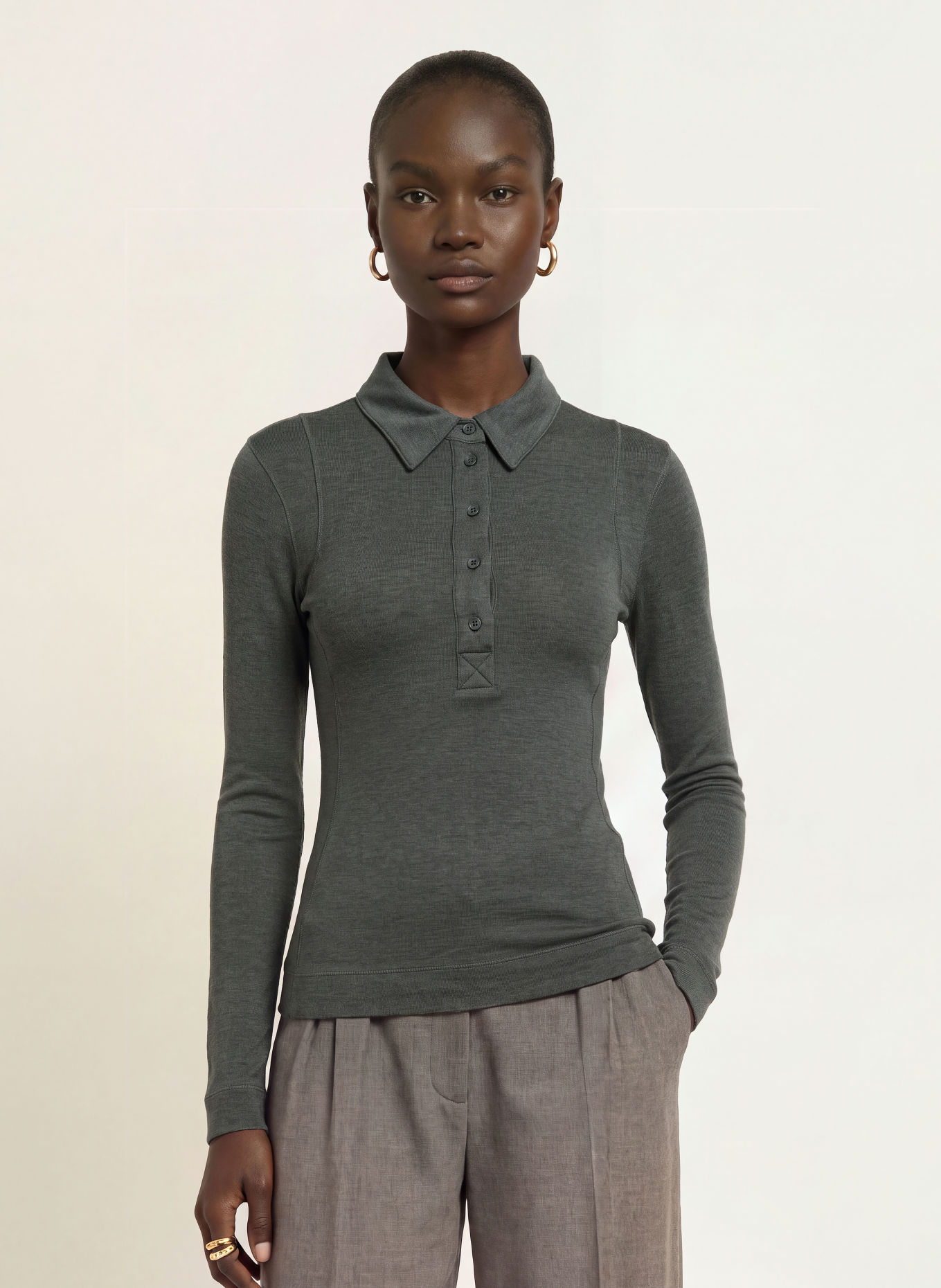 REISS Polo en jersey WENDY: GRIS FONCÉ