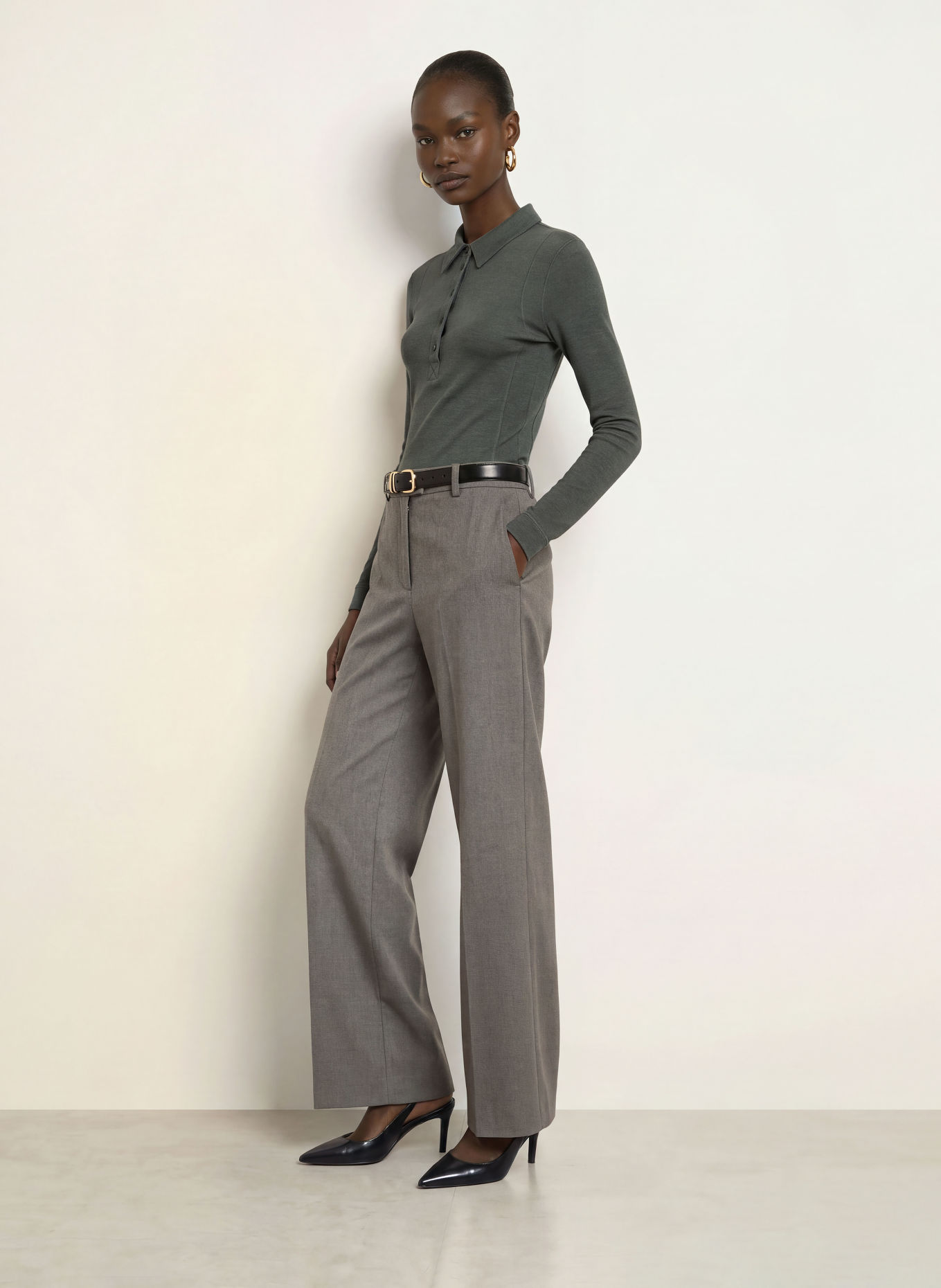 REISS Polo en jersey WENDY: GRIS FONCÉ