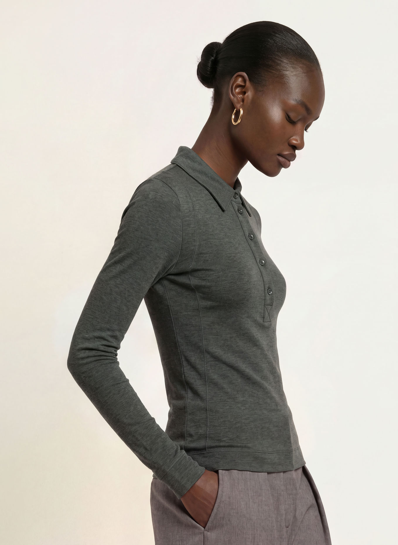 REISS Polo en jersey WENDY: GRIS FONCÉ