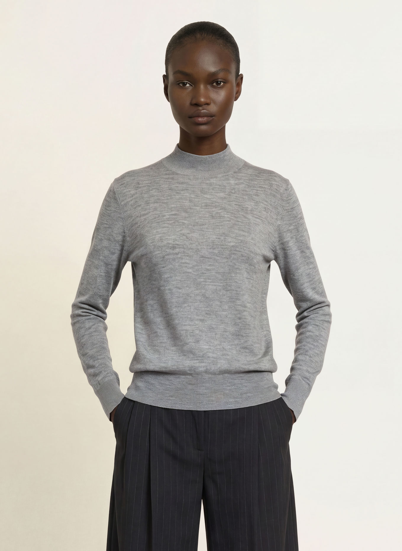 REISS Pull RINA en laine mérinos: GRIS