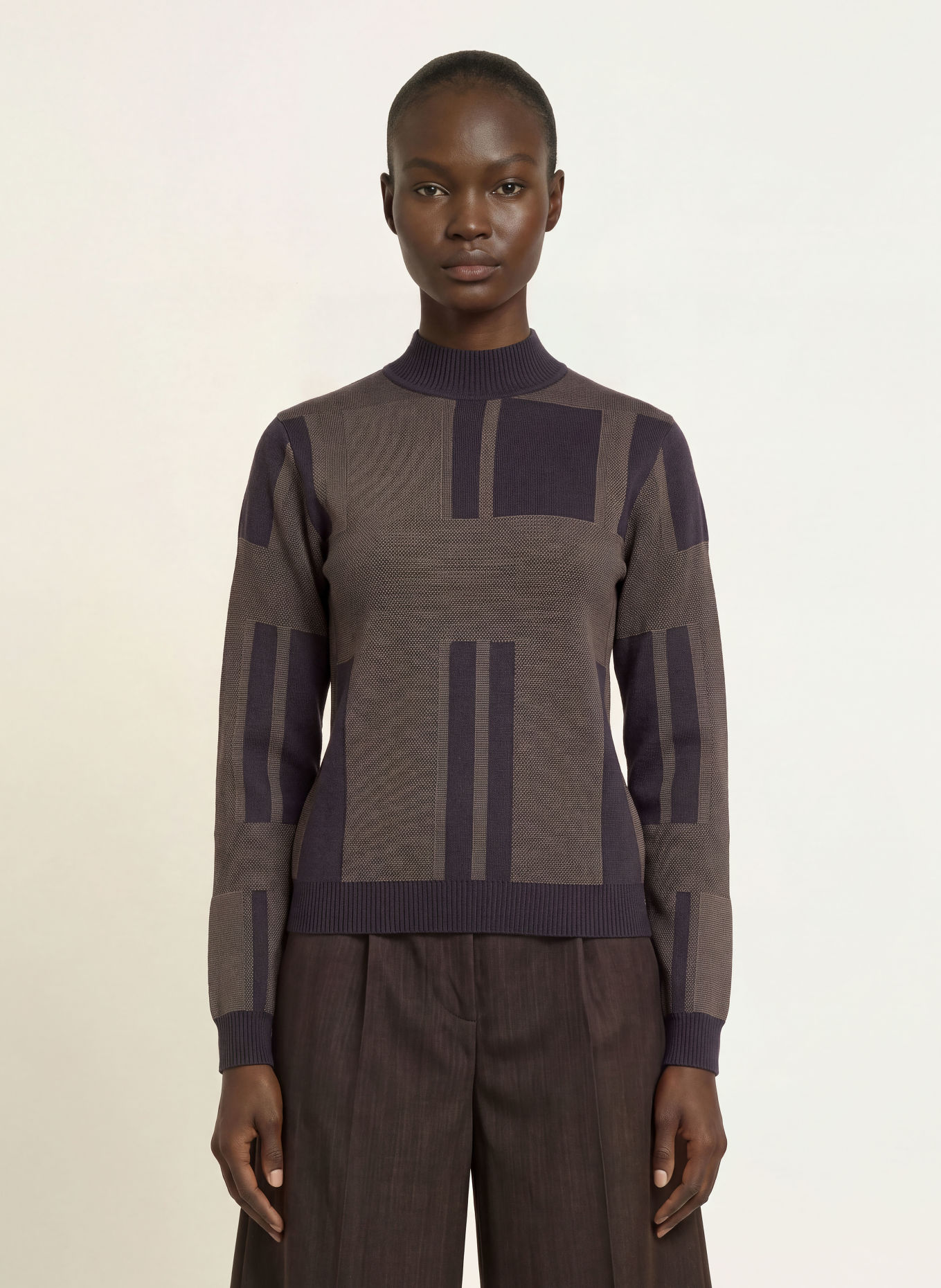 REISS Pull FARO: MARRON / NOIR