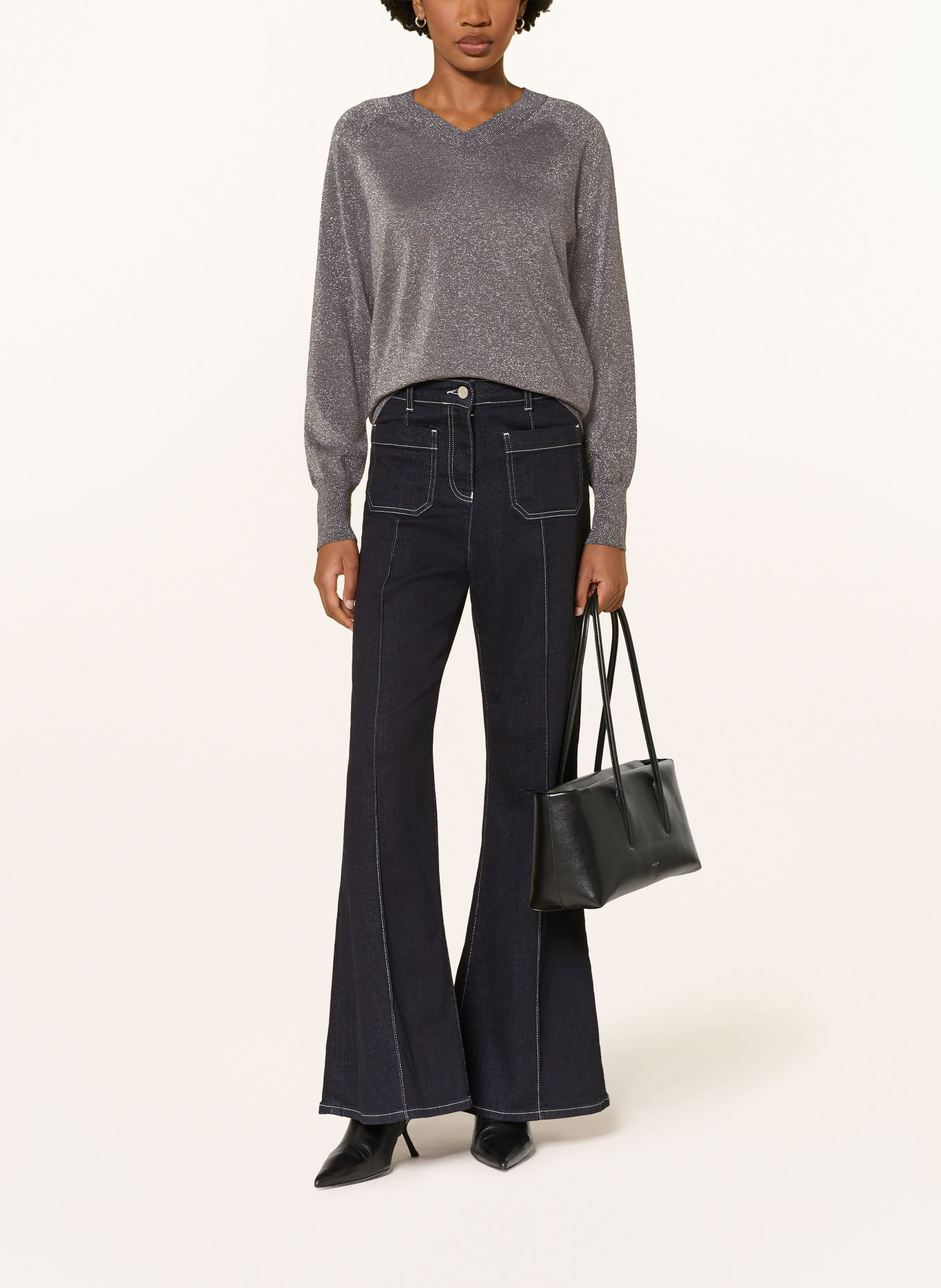 REISS Trui PAMMY met glittergaren: GRIJS