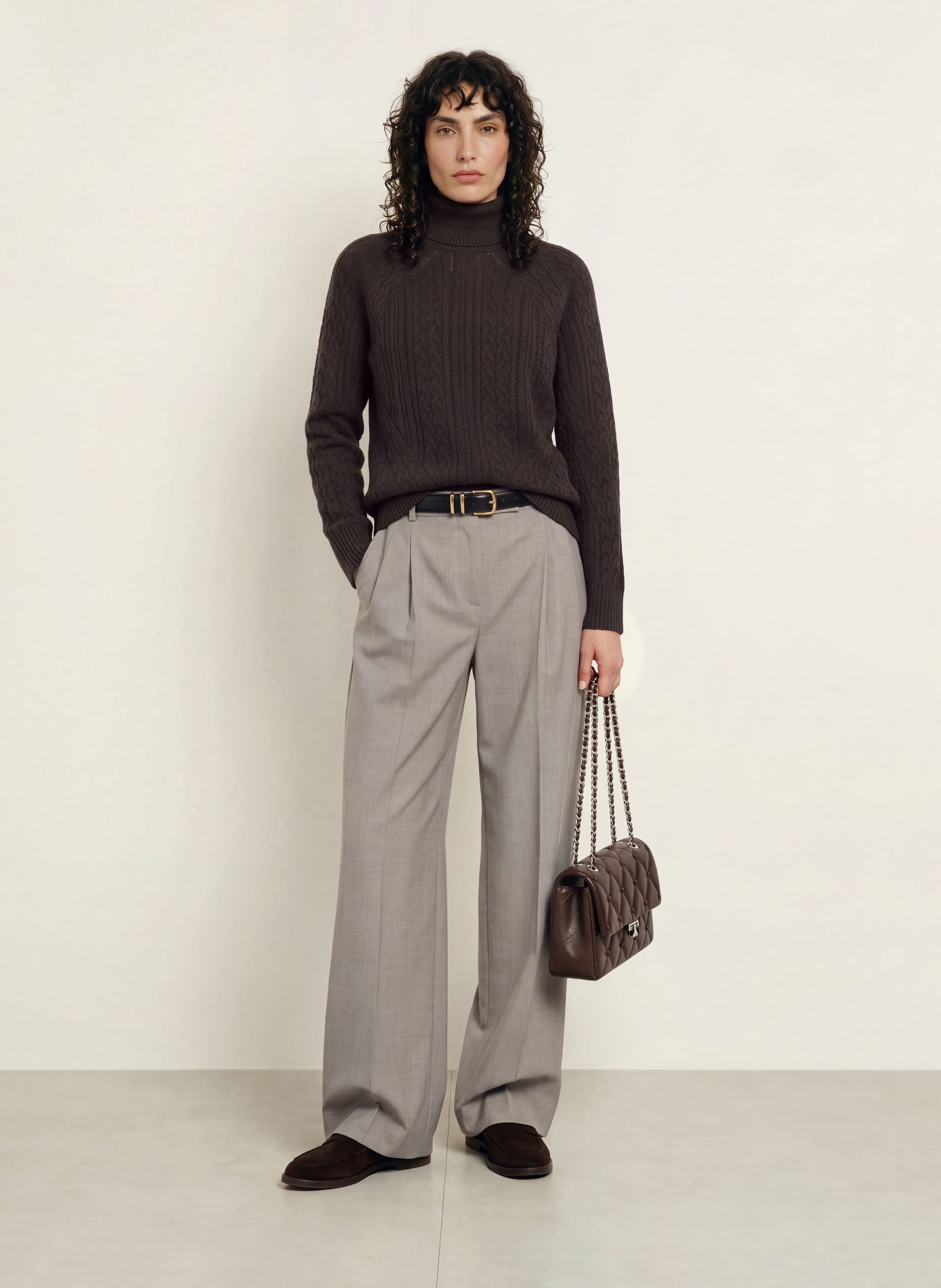 REISS Pull à col roulé BRIELLE: MARRON FONCÉ
