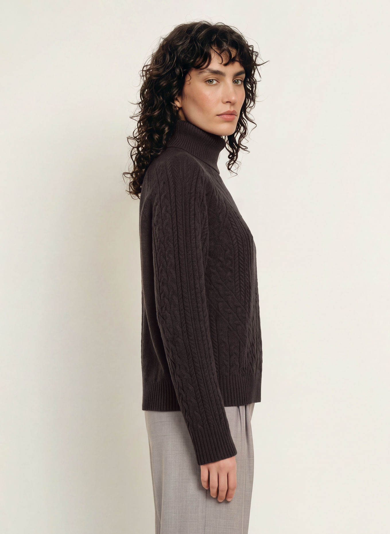 REISS Pull à col roulé BRIELLE: MARRON FONCÉ