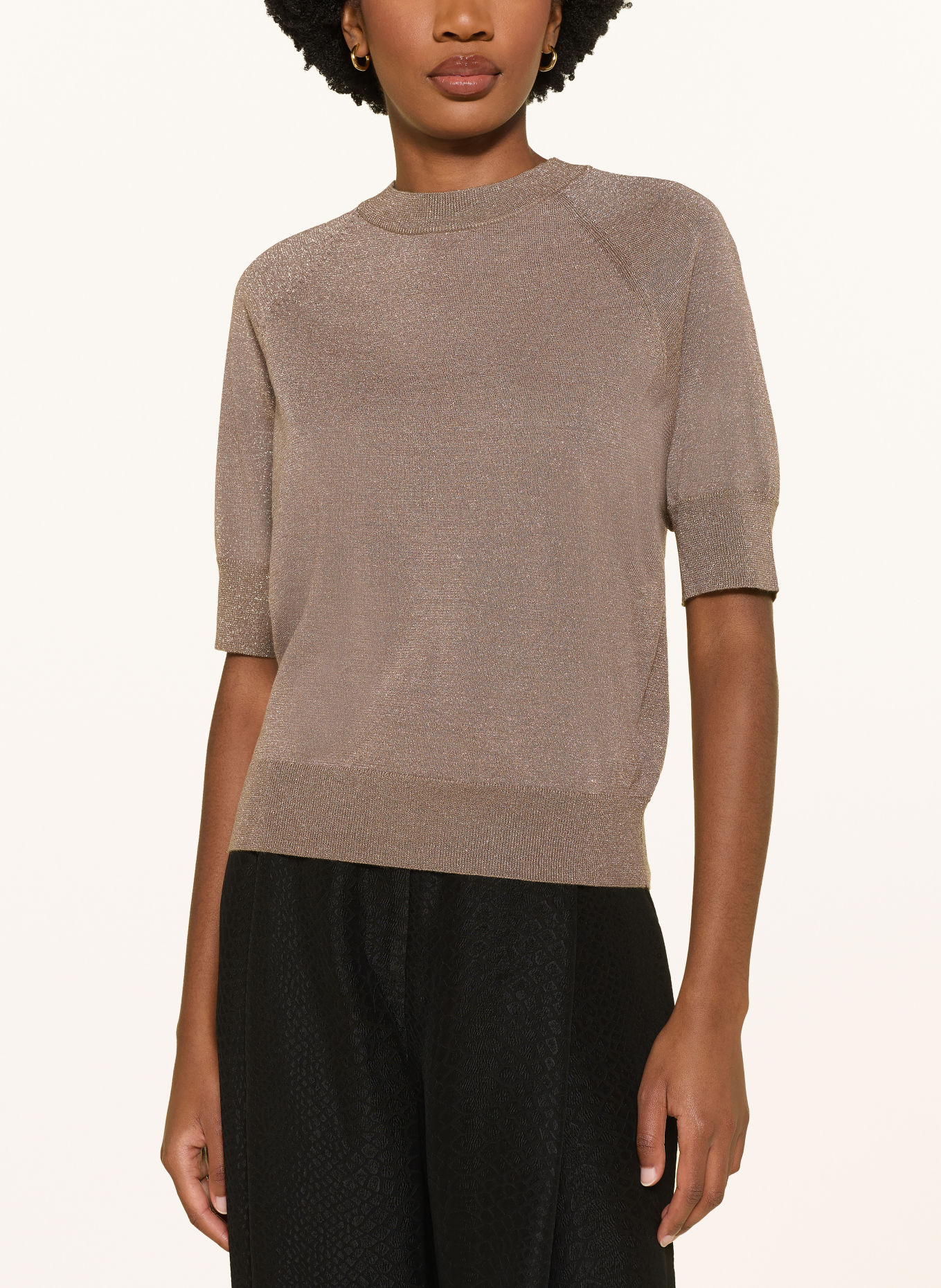REISS Gebreid shirt SUSANNE met glittergaren: BRUIN / GOUD