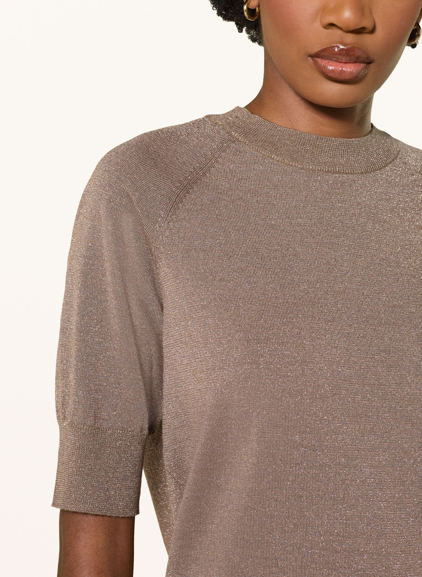 REISS Gebreid shirt SUSANNE met glittergaren: BRUIN / GOUD