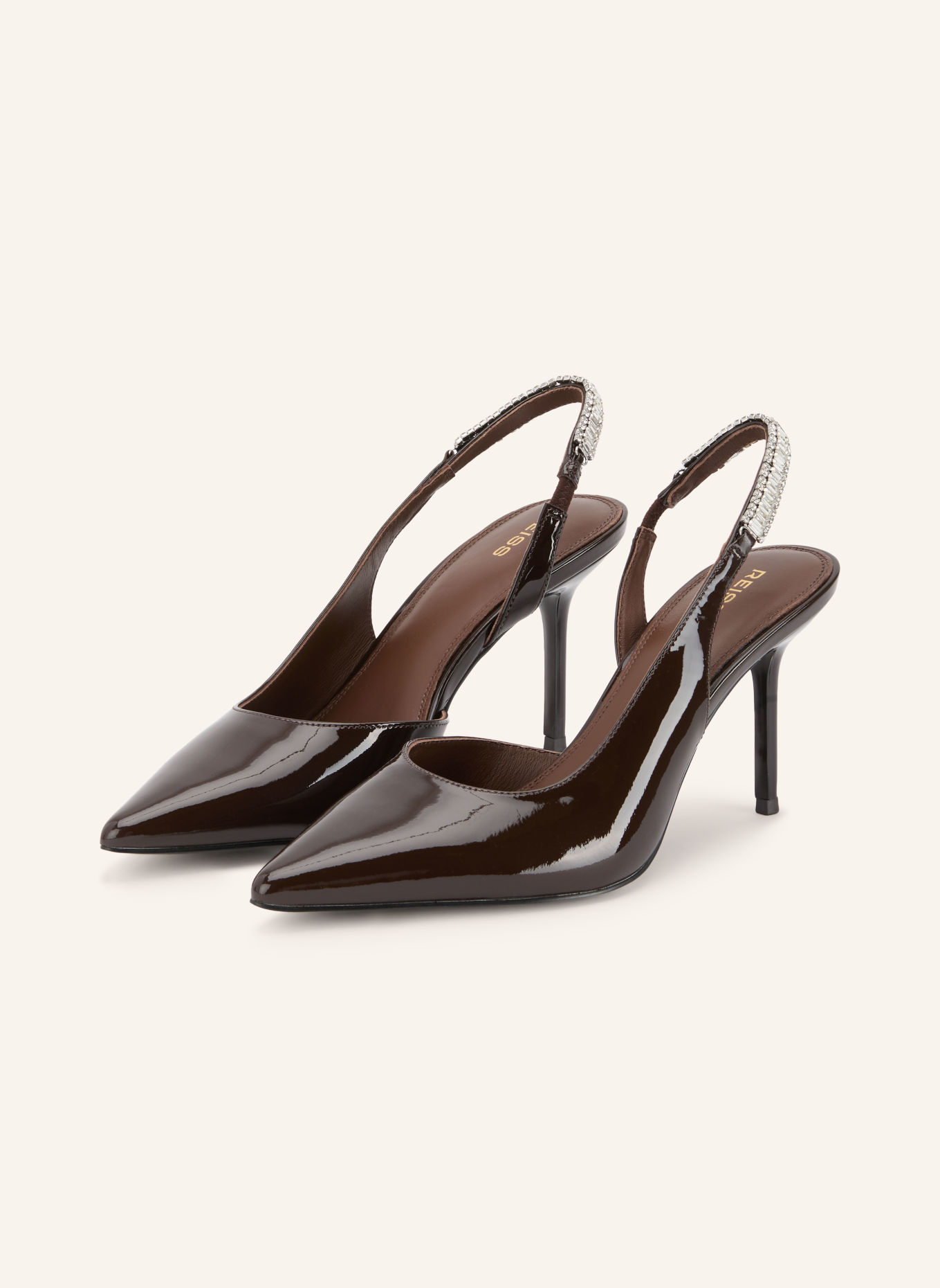 REISS MAGDA Slingback Pumps with Rhinestones: DARK RED