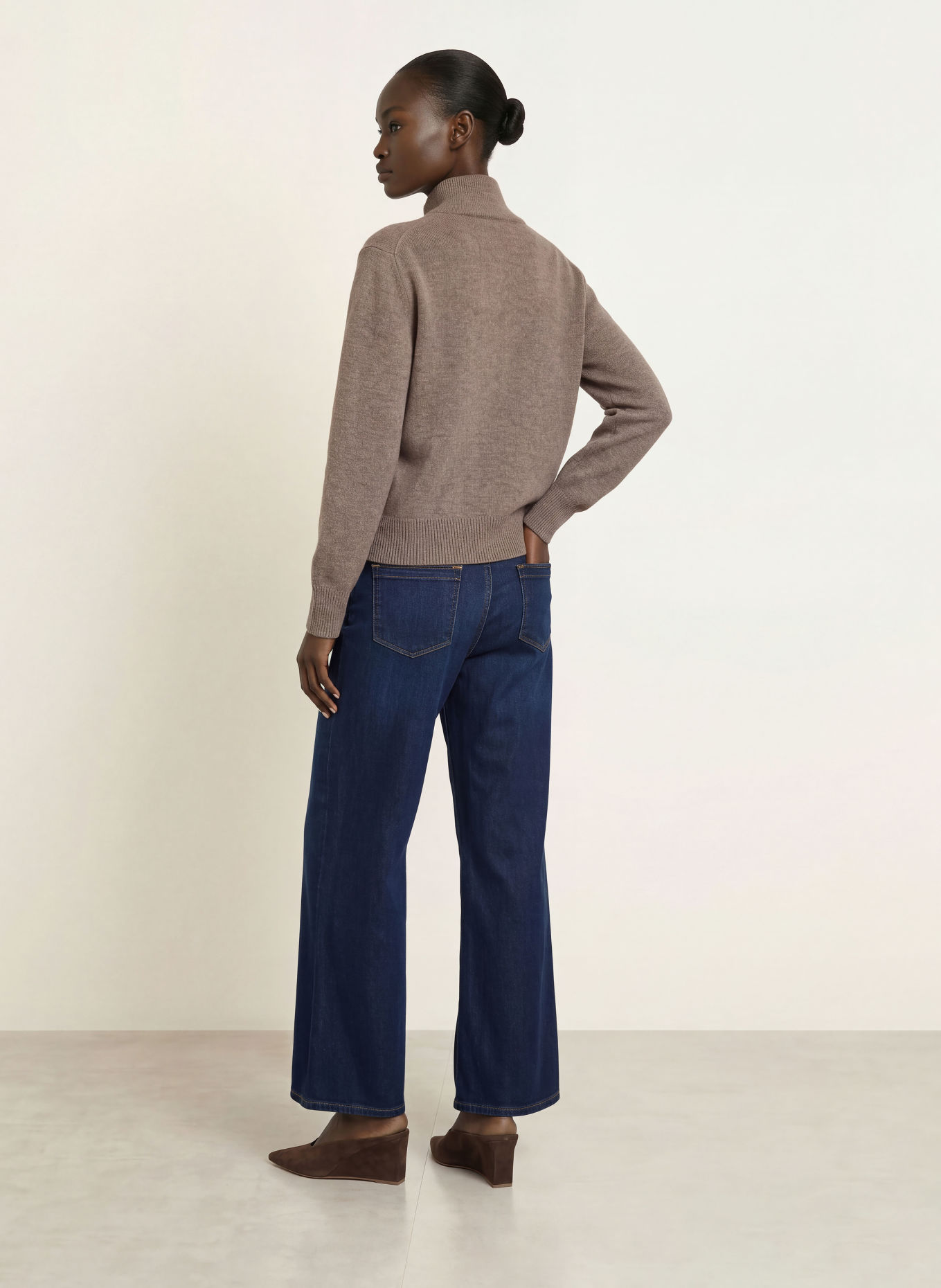 REISS Pull col zippé SAFFRON: MARRON