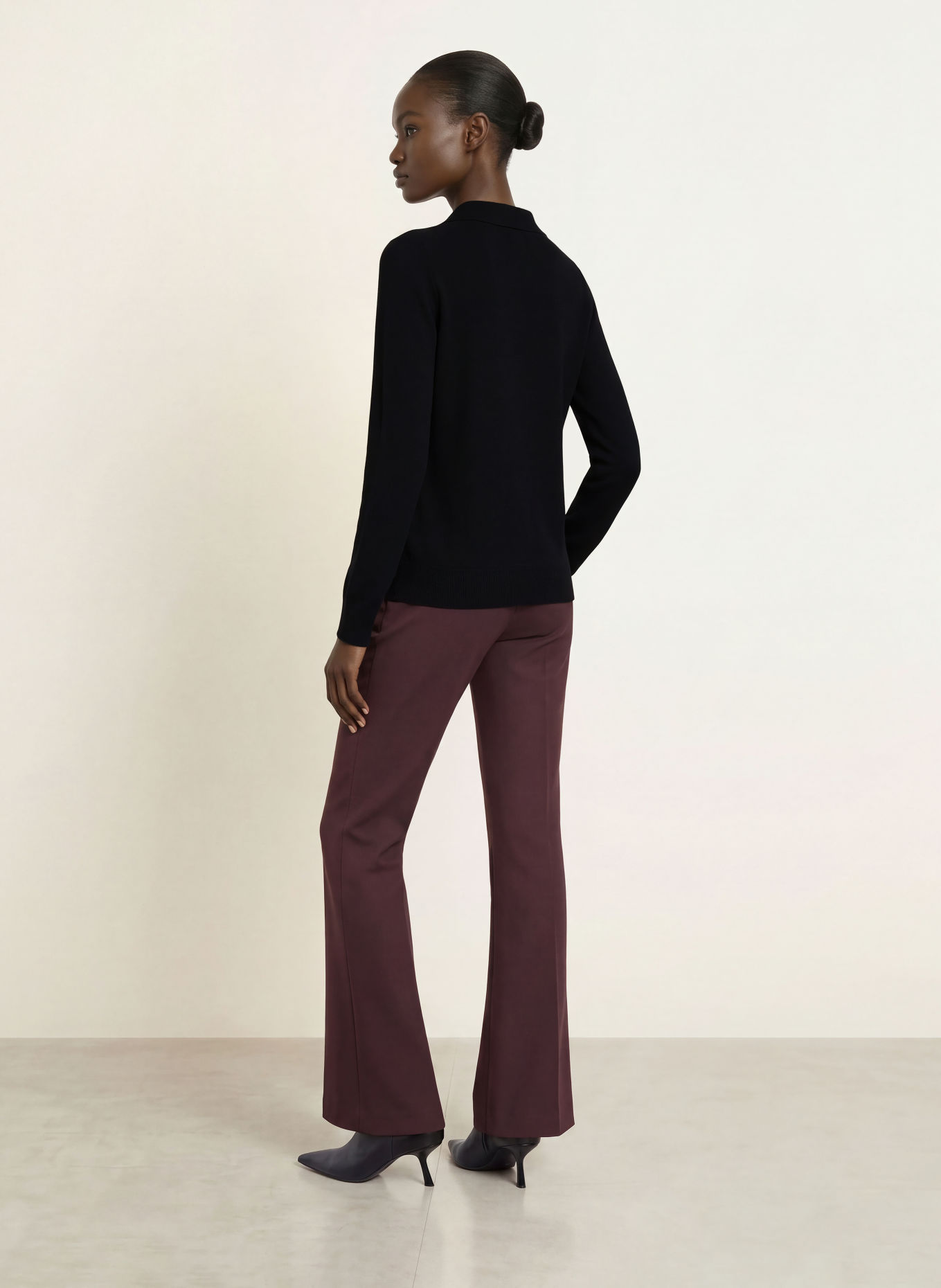REISS Gebreid poloshirt AVERY: ZWART