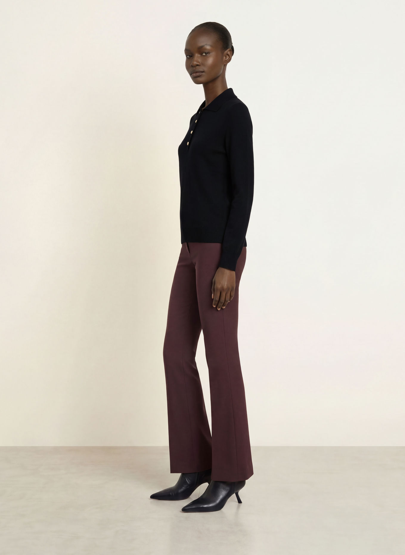 REISS Gebreid poloshirt AVERY: ZWART