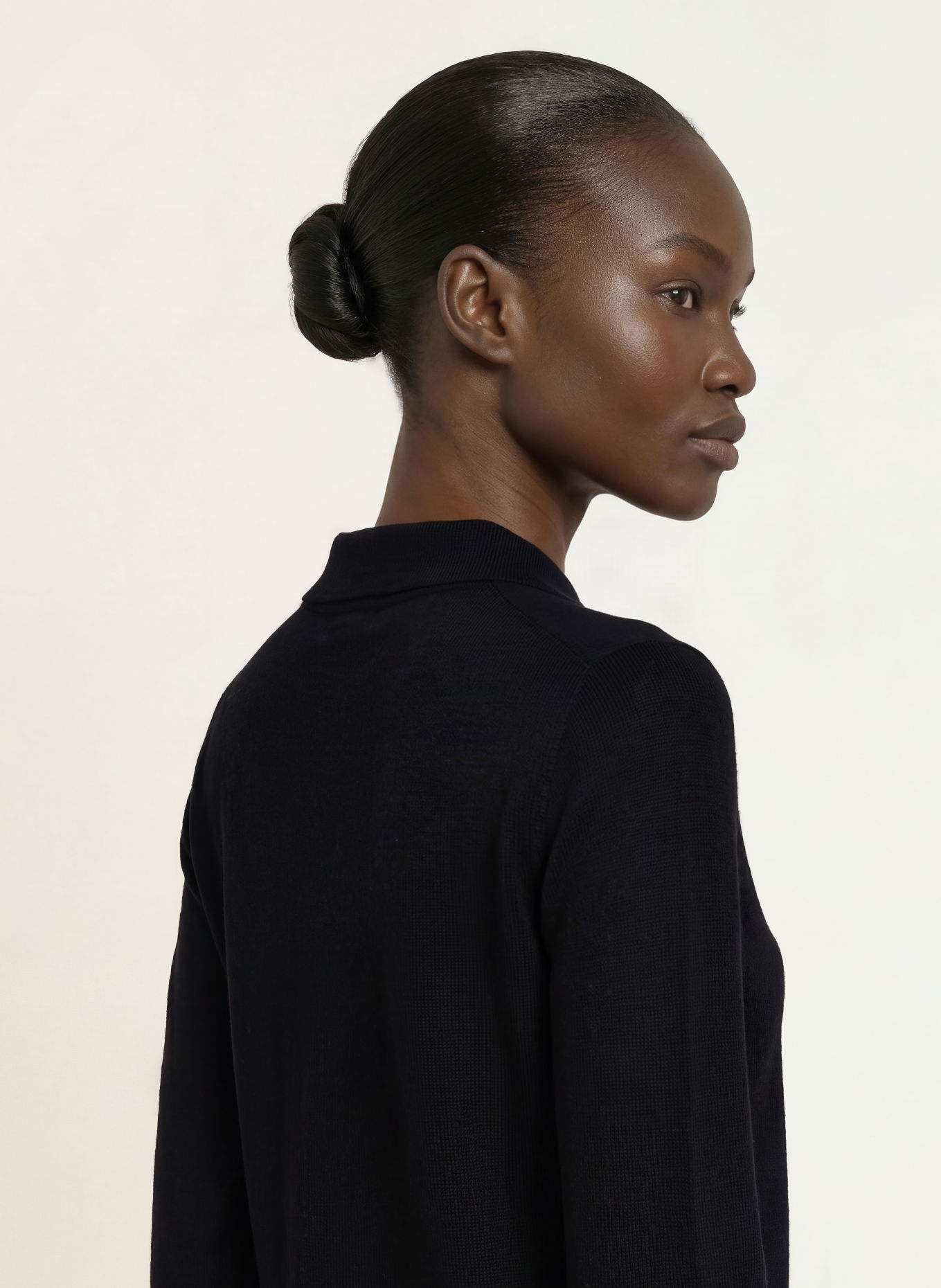 REISS Gebreid poloshirt AVERY: ZWART