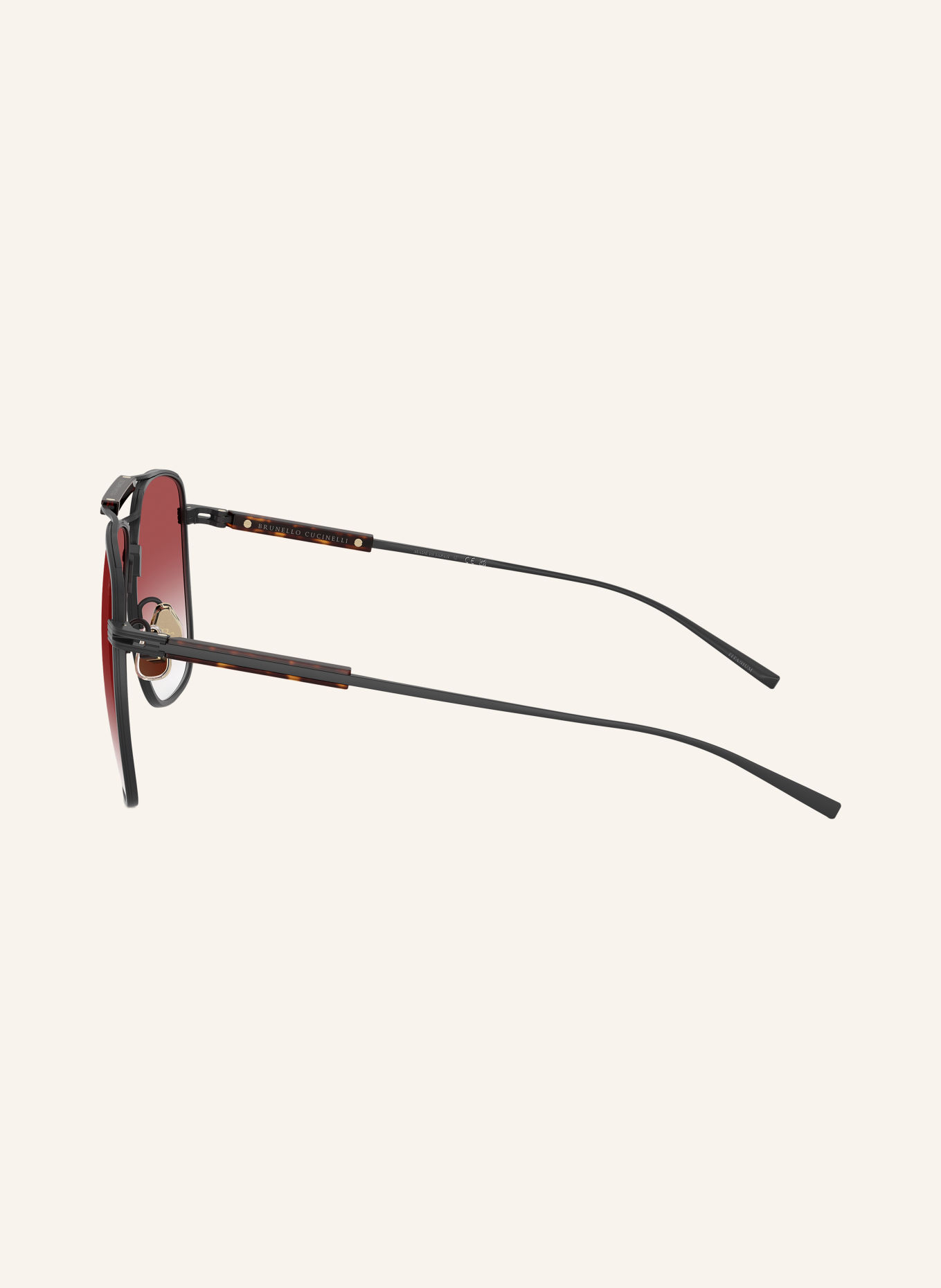 BRUNELLO CUCINELLI Sonnenbrille BC2024ST: NERO SEMIOPACO/ VENDEMMIA