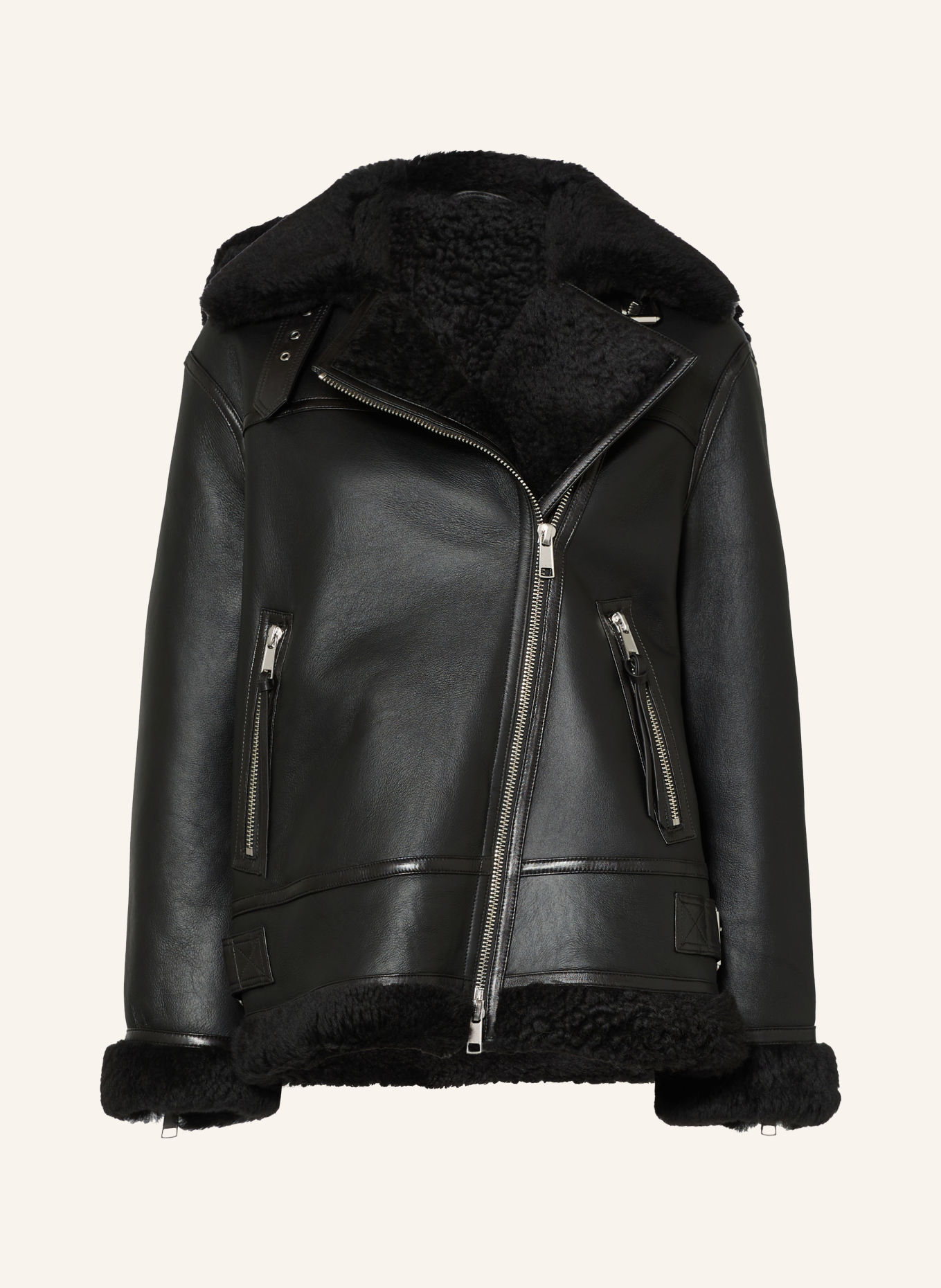 ALLSAINTS Leren jas SYDNEY: ZWART