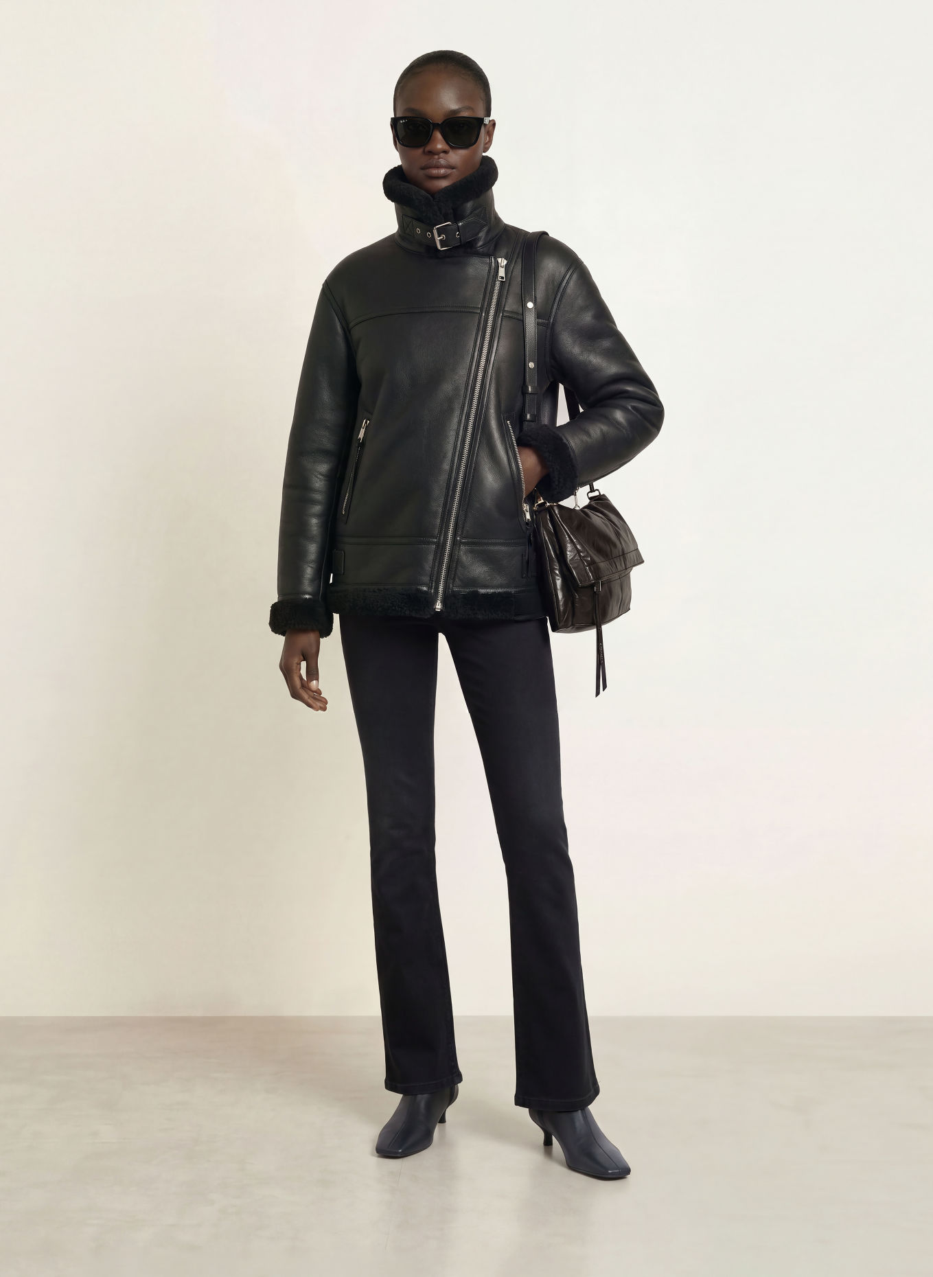 ALLSAINTS Leren jas SYDNEY: ZWART