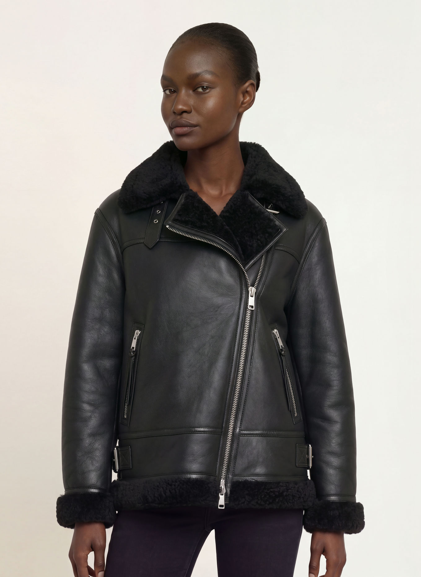 ALLSAINTS Leren jas SYDNEY: ZWART