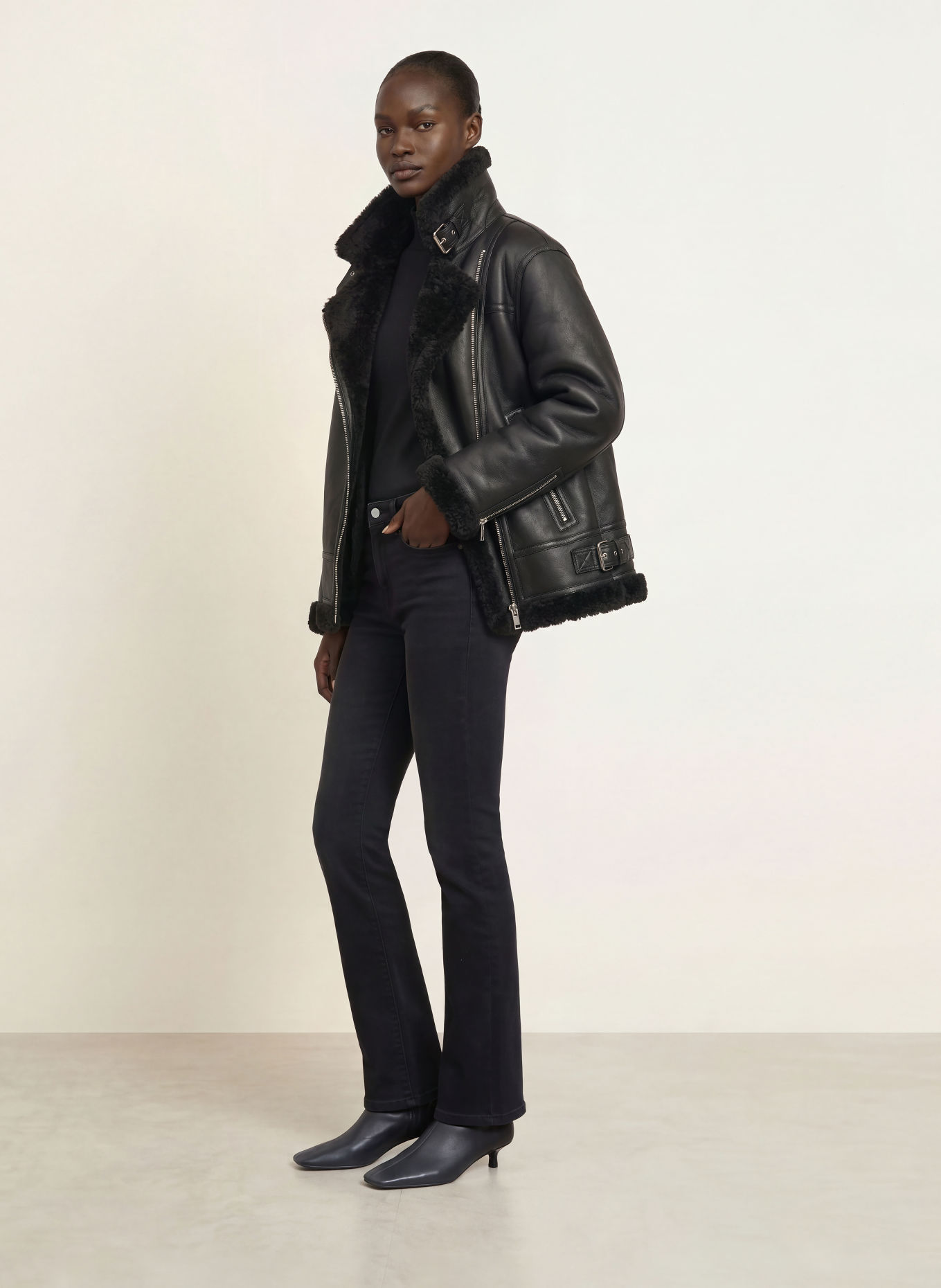 ALLSAINTS Leren jas SYDNEY: ZWART