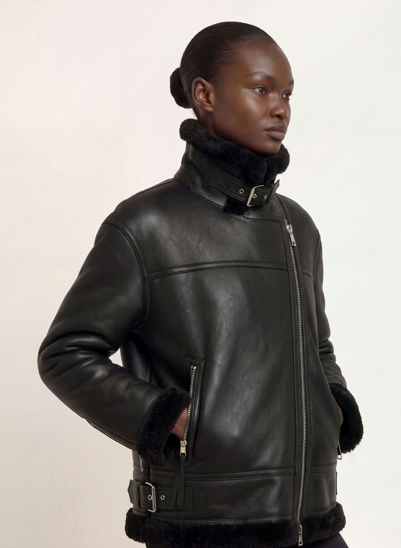 ALLSAINTS Leren jas SYDNEY: ZWART