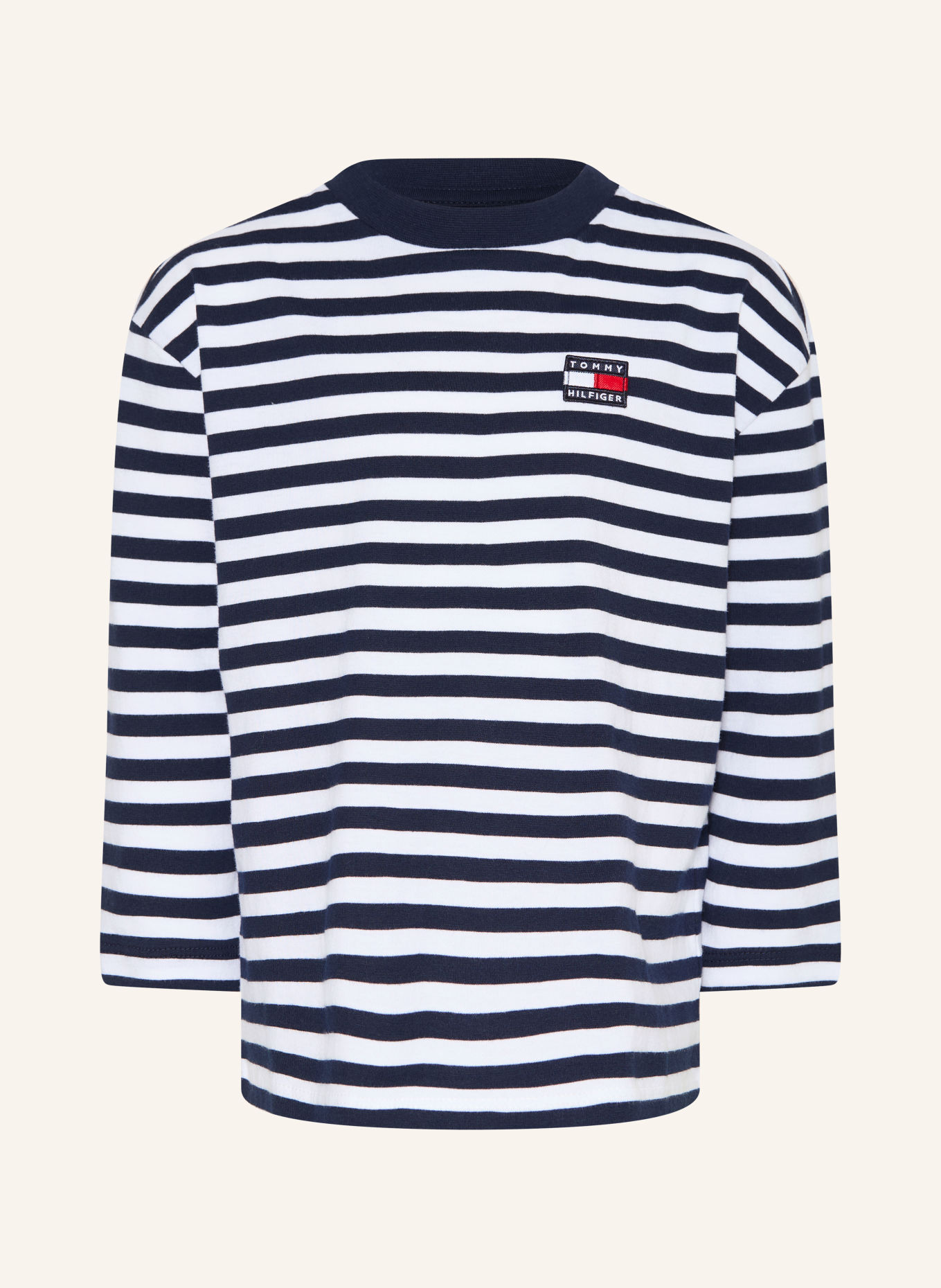 TOMMY HILFIGER T-shirt à manches longues: BLANC / BLEU FONCÉ