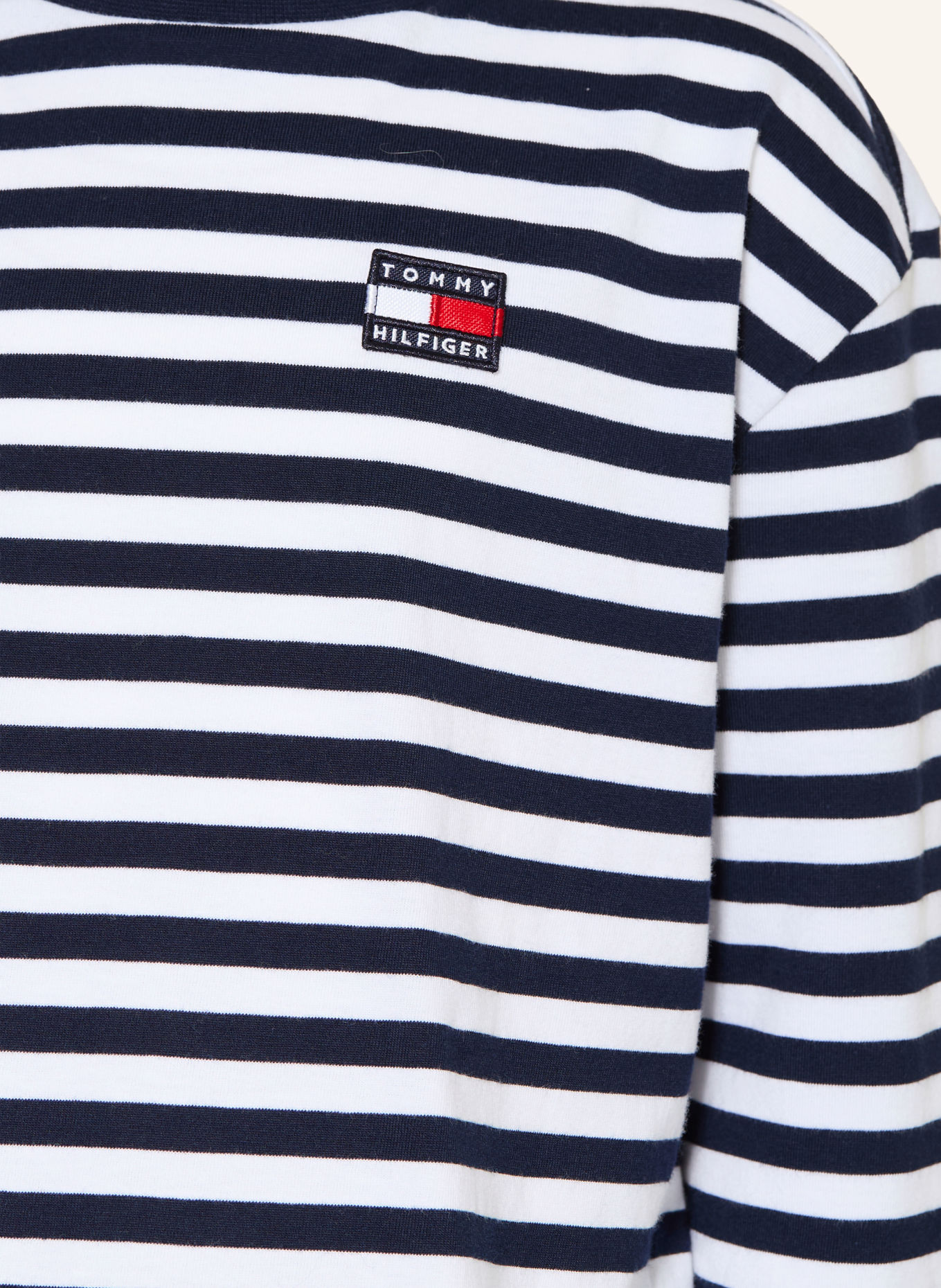 TOMMY HILFIGER T-shirt à manches longues: BLANC / BLEU FONCÉ