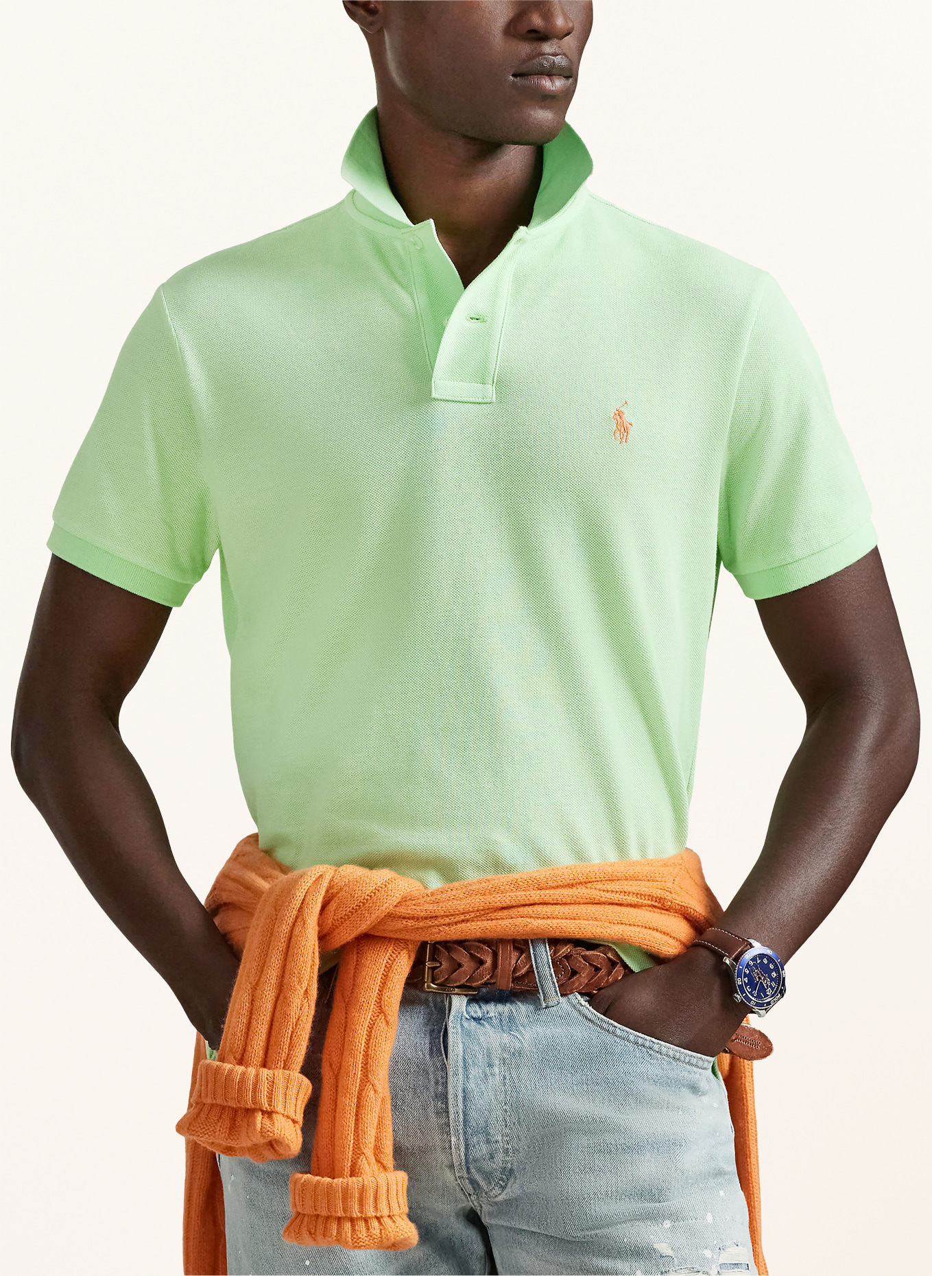 POLO RALPH LAUREN Piqué poloshirt slim fit: LICHTGROEN