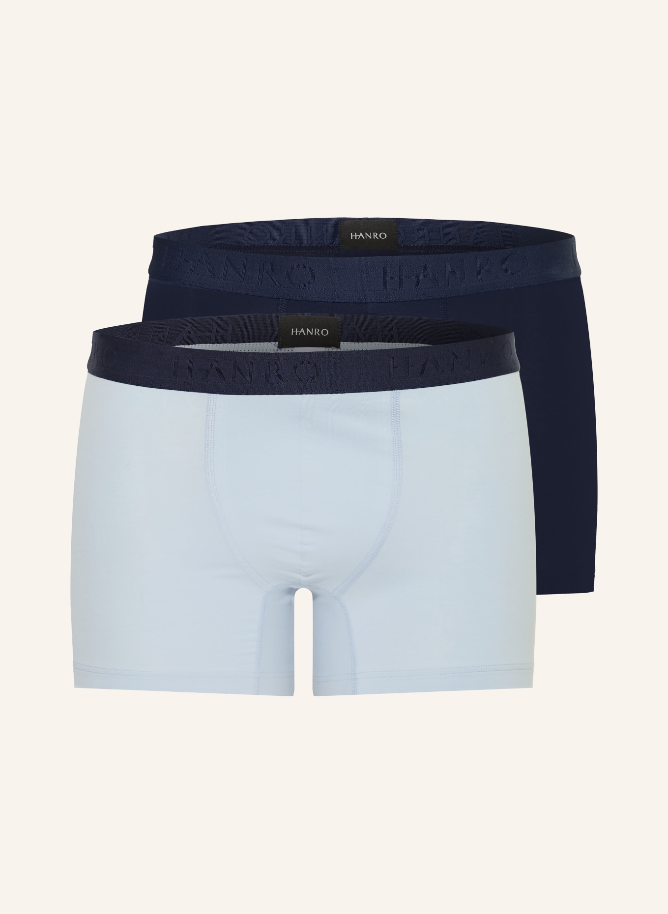 HANRO 2-pack boxer shorts COTTON ESSENTIALS: LIGHT BLUE / DARK BLUE